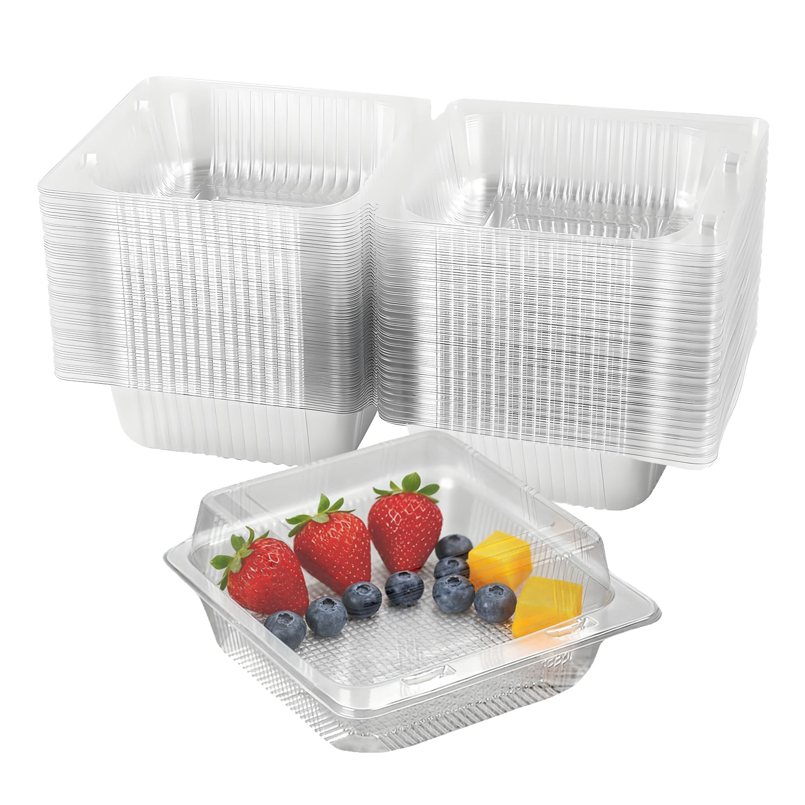 Rthynti Transparent 100Pcs Clear Cake Slice Boxes, Plastic Cake Boxes, Square Cake Slice Containers With Lid, Individual Dessert Container For Sandwich Salad Hamburger