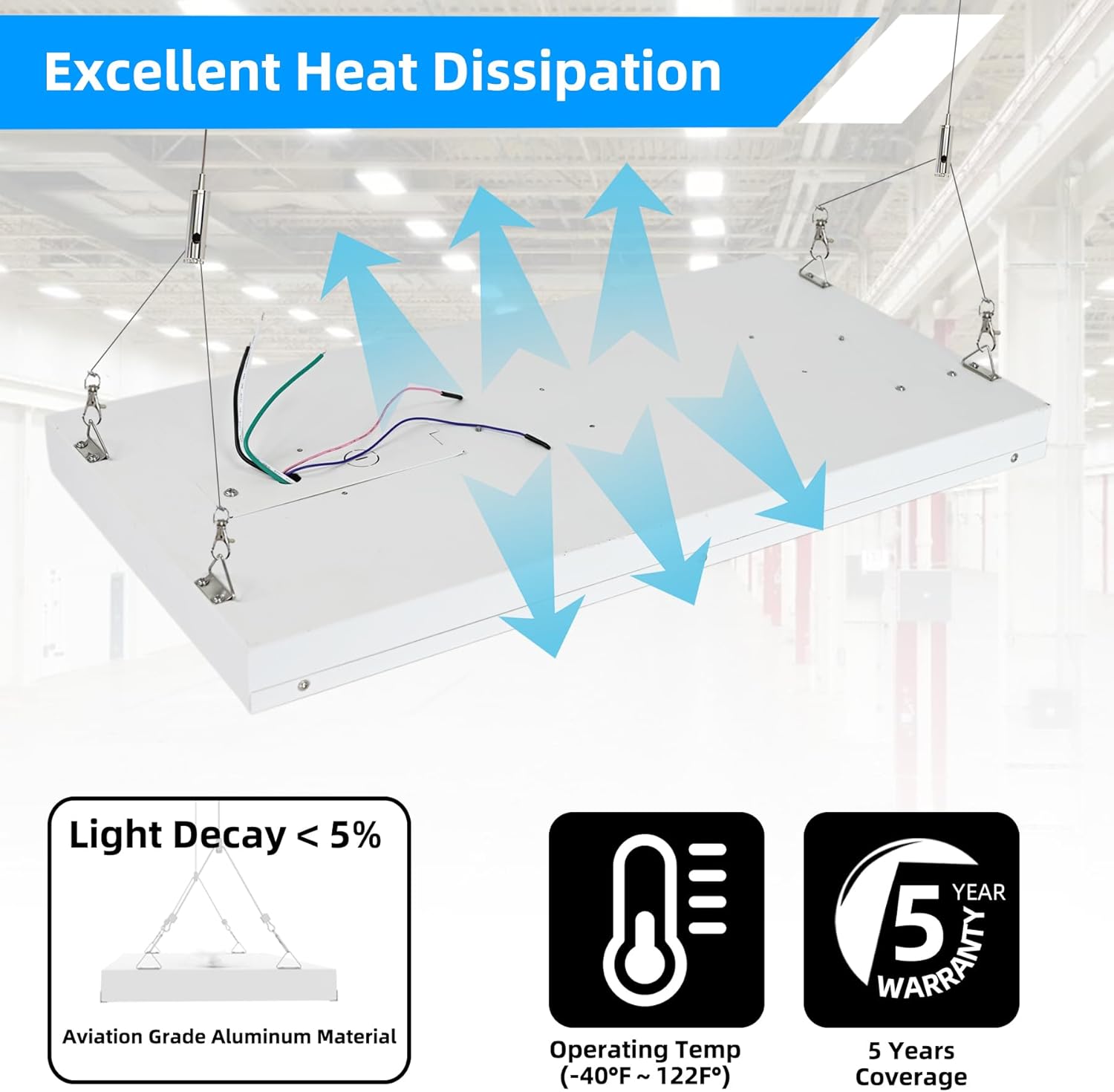 2FT LED Linear High Bay Shop Light with Motion Sensor, 150W High Bay Led Shop Lights, 21000LM 5000K Linear Hanging Shop Light, 400W-500W HPS Eqv., 100-277V Commercial Hanging Lamp for Garage Warehouse
