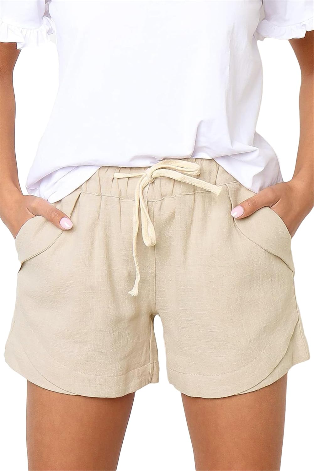 Womens Summer Shorts with Pockets High Waisted Wide Leg Drawstring Lounge Shorts Lightweight Pants Comfy Resort Wear