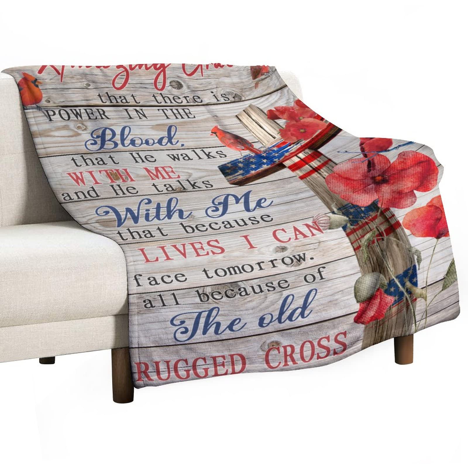Couverture Amazing Grace Cross Cardinals | Un message d'espoir et de réconfort en polaire