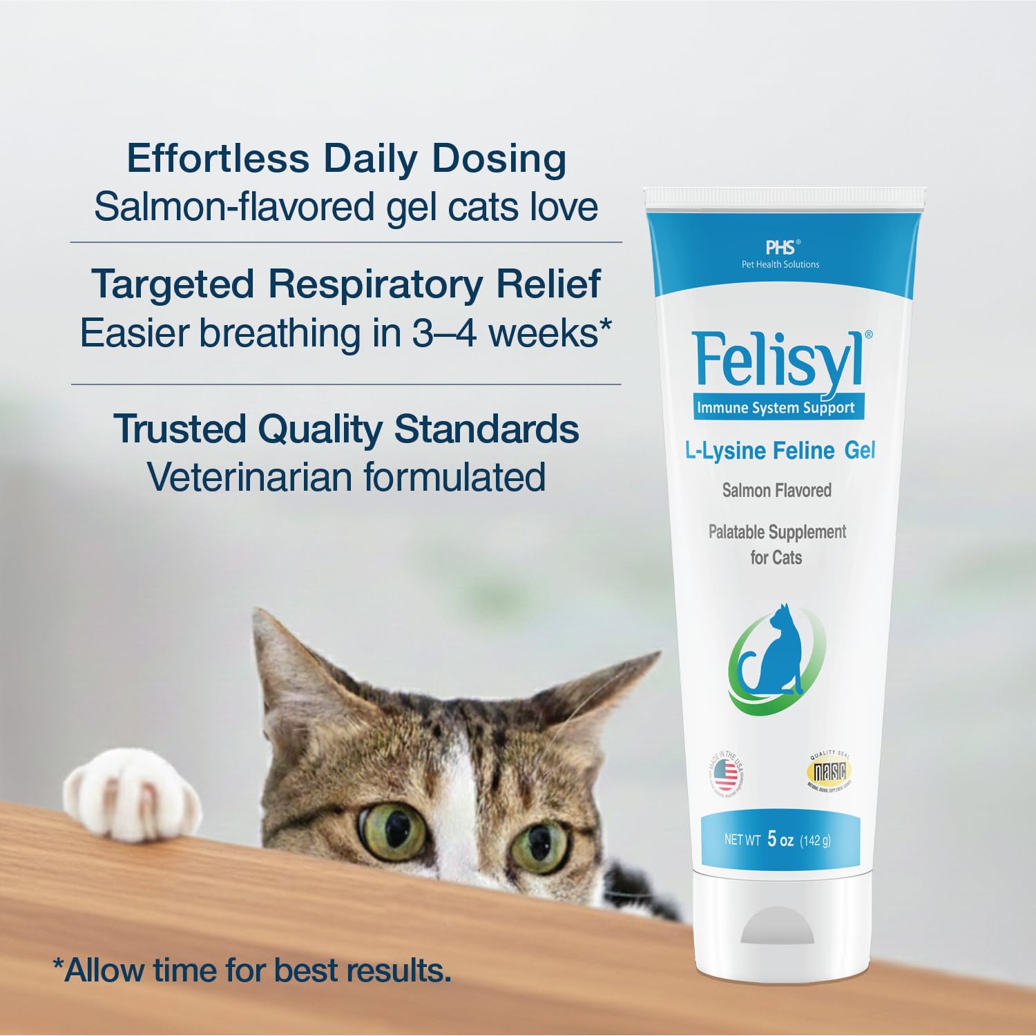 Felisyl L-Lysine Gel for Cats & Kittens (5oz) – Immune System, Respiratory & Eye Health Support. Reduces Sneezing, Runny Nose & Watery Eyes. Daily Salmon-Flavor Supplement – Made in USA (2 Pack) — Amazon image 3