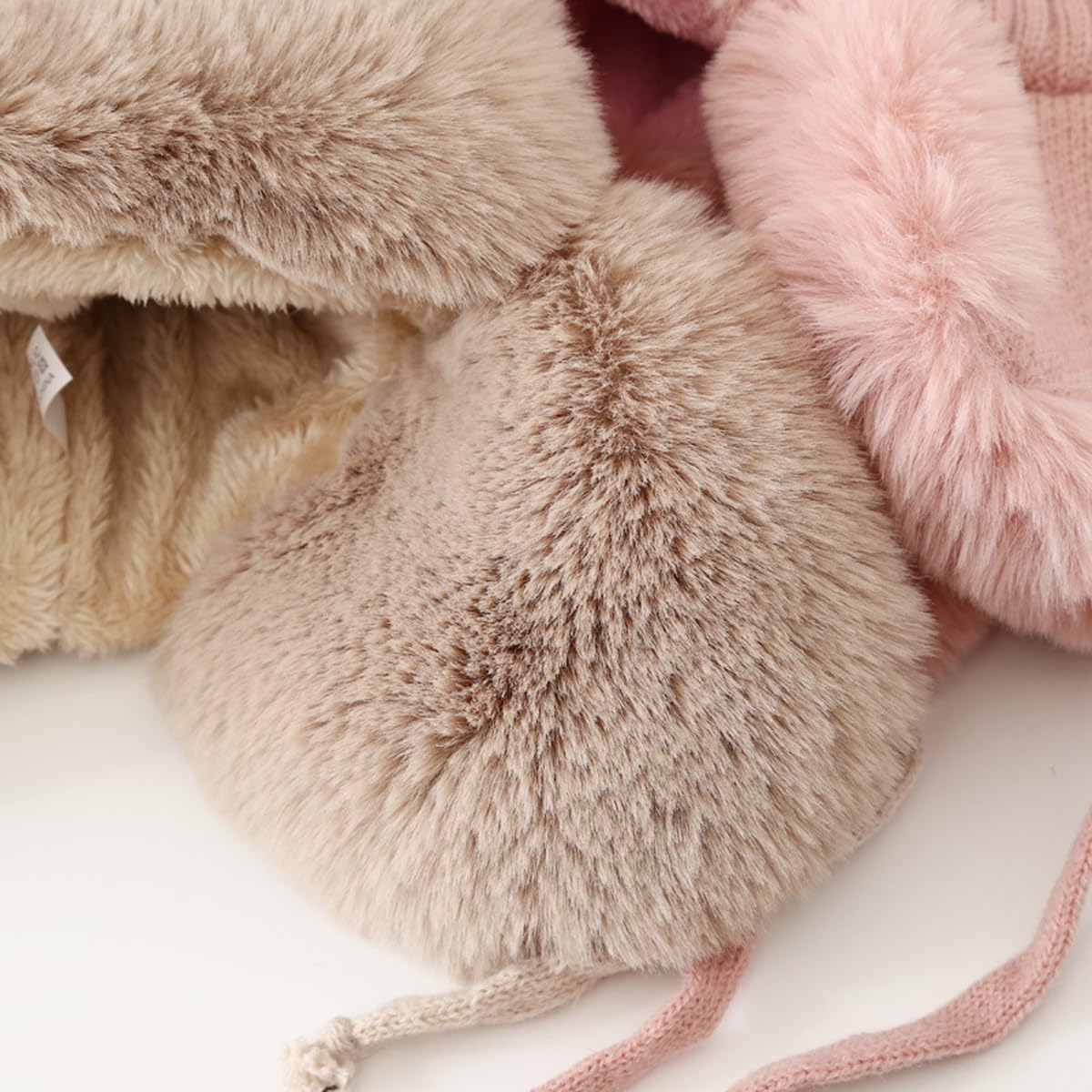 Gorro de Punto de Felpa Gruesa para niños, Gorros Peludos y cálidos con Orejeras para niños y niñas, Gorros térmicos de Invierno