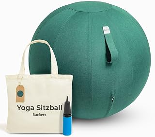 Backerz Sitzball - Ergonomische Sitzmöbel für Büro und Heimbüro - Langlebiger Stoff, Gymnastikball - Fitness-Ball, Ballstuhl mit Ballauflage - Waschbarer Leinenbezug