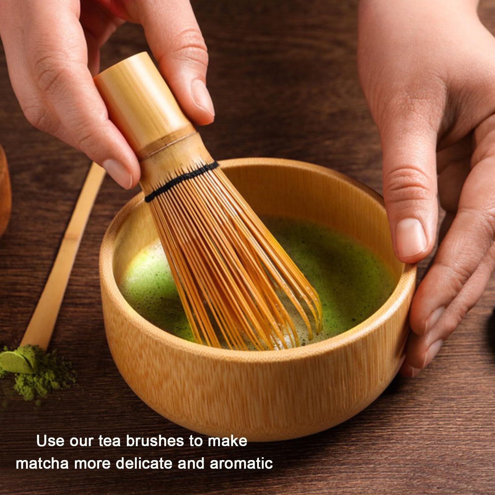 VMUTGA Batidor de Bambú Natural Chasen Tradicional, MA-01 Accesorio de Ceremonia de Matcha Japonés de 100 Varillas té Matcha