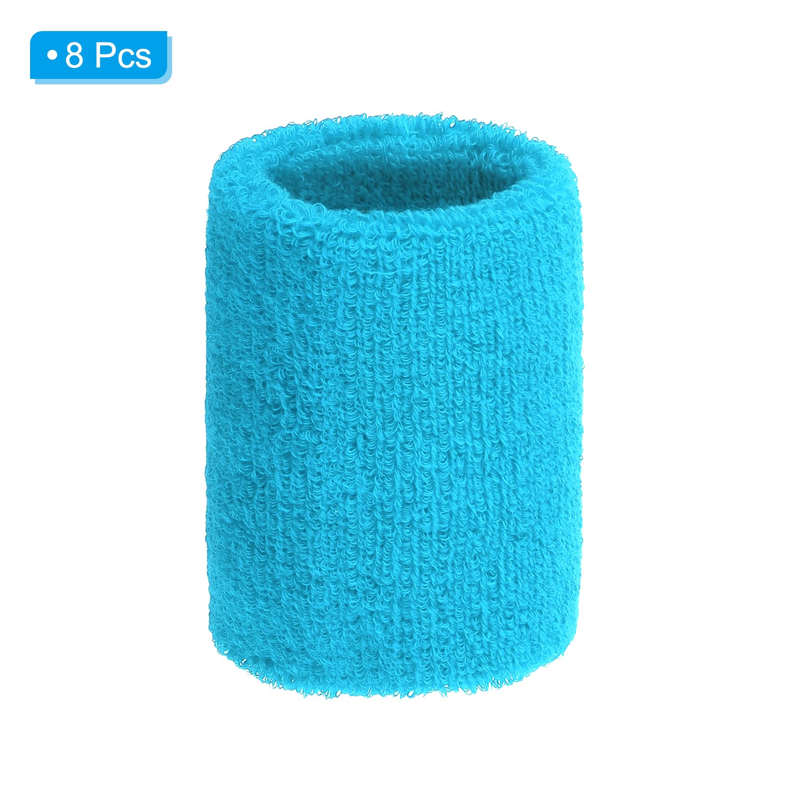 PATIKIL Wrist Sweatbands, 8Pack Sports Wristbands Sweatbands Wrist for Tennis Badminton Basketball Football Sky Blue - Image 3