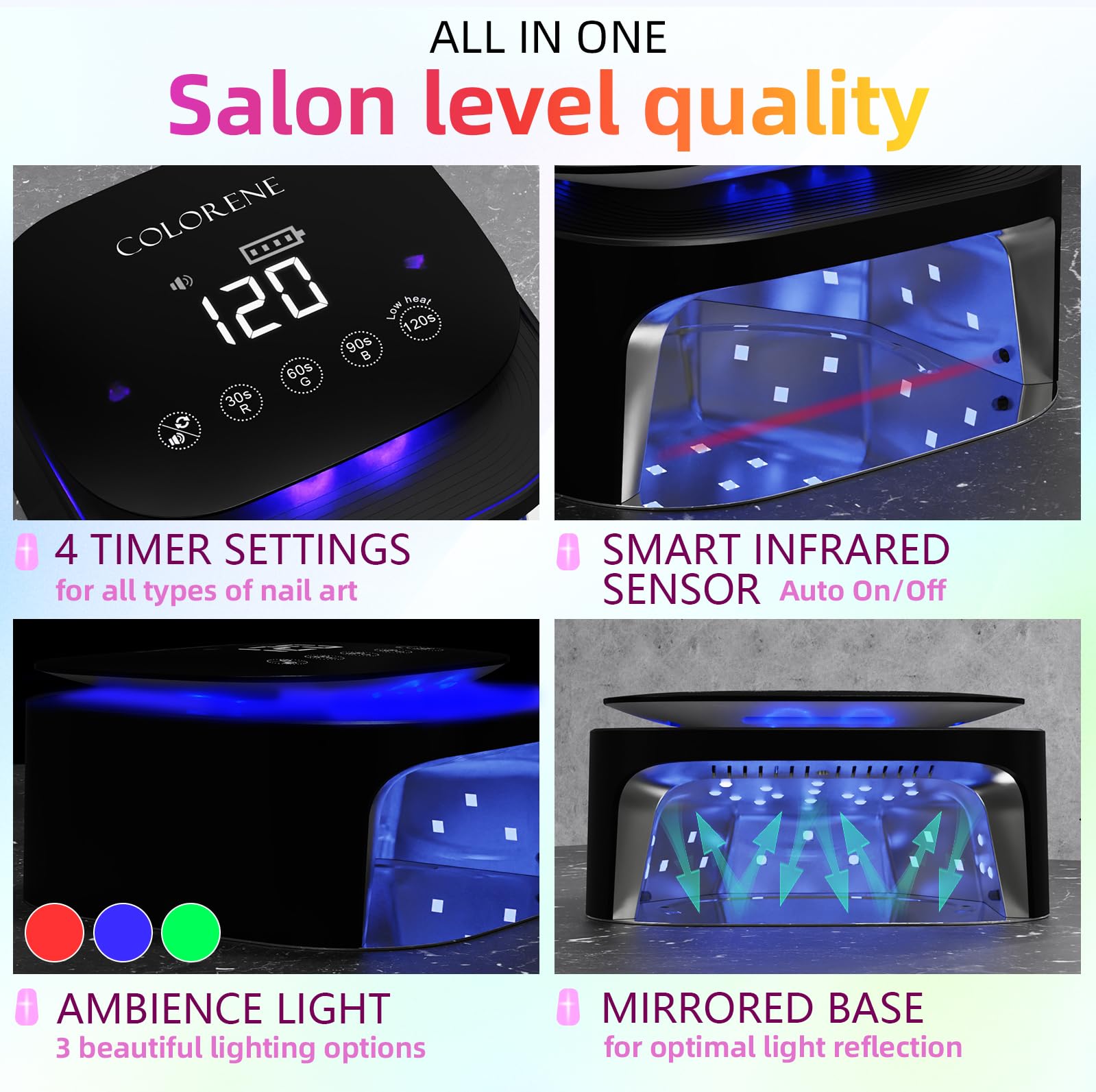 Amazon | コードレス UV LED ネイルランプ、60W 充電式ネイル