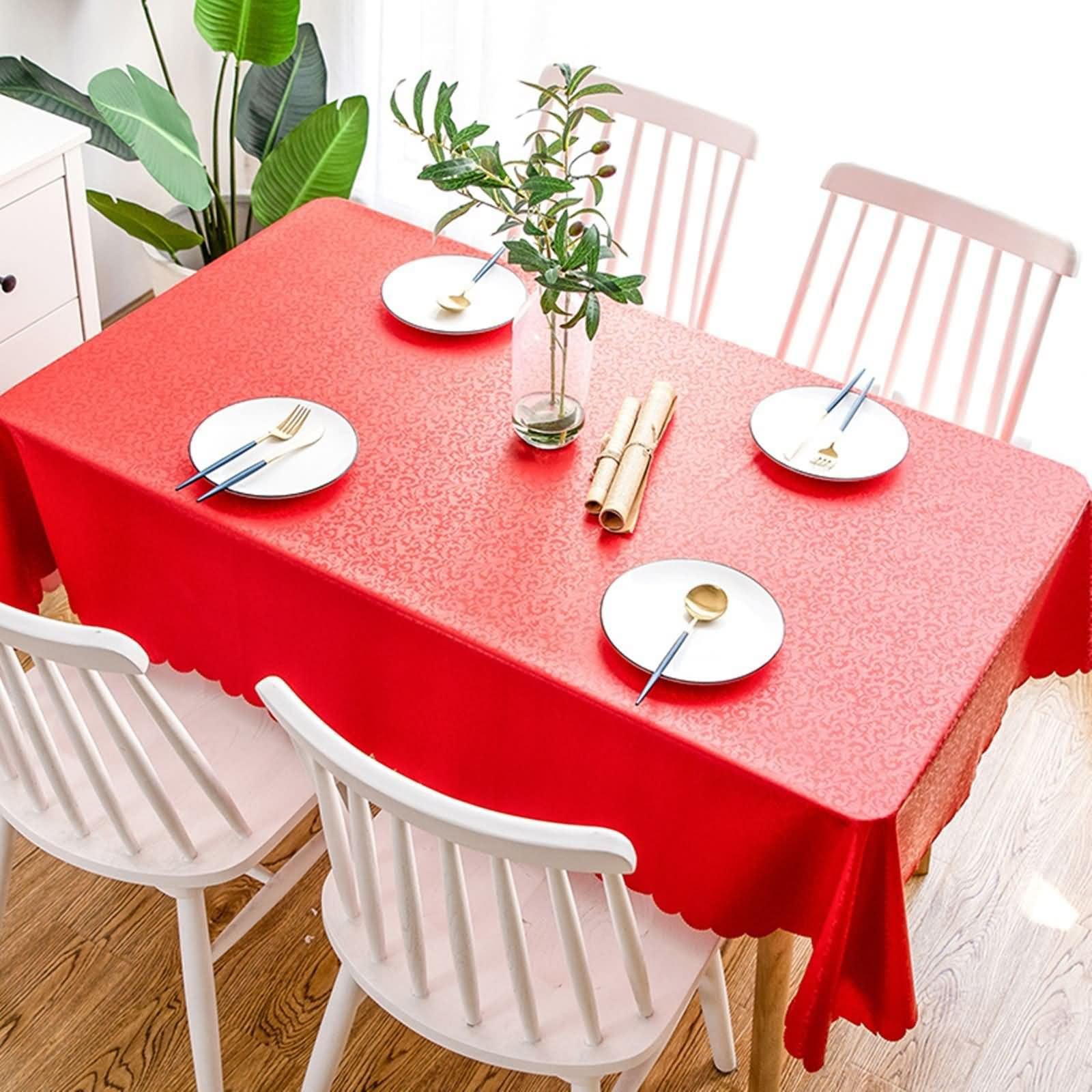 Tovaglia Compleanno Rossa, Copri Tavolo per Feste di Compleanno 90x150cm Motivo a Foglia PVC
