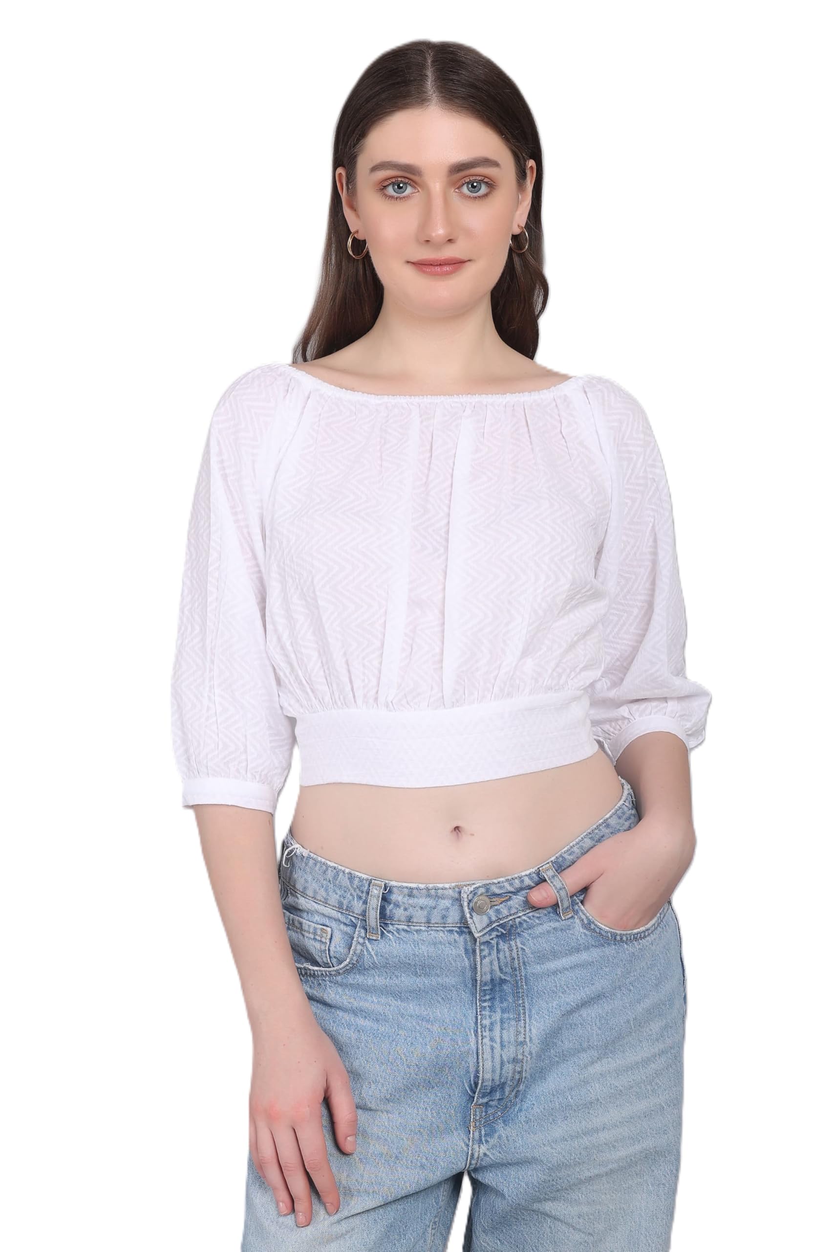 wear & vibe Womens Pure Cotton Square Neck Regular Fit Solid Crop Top-picture-34