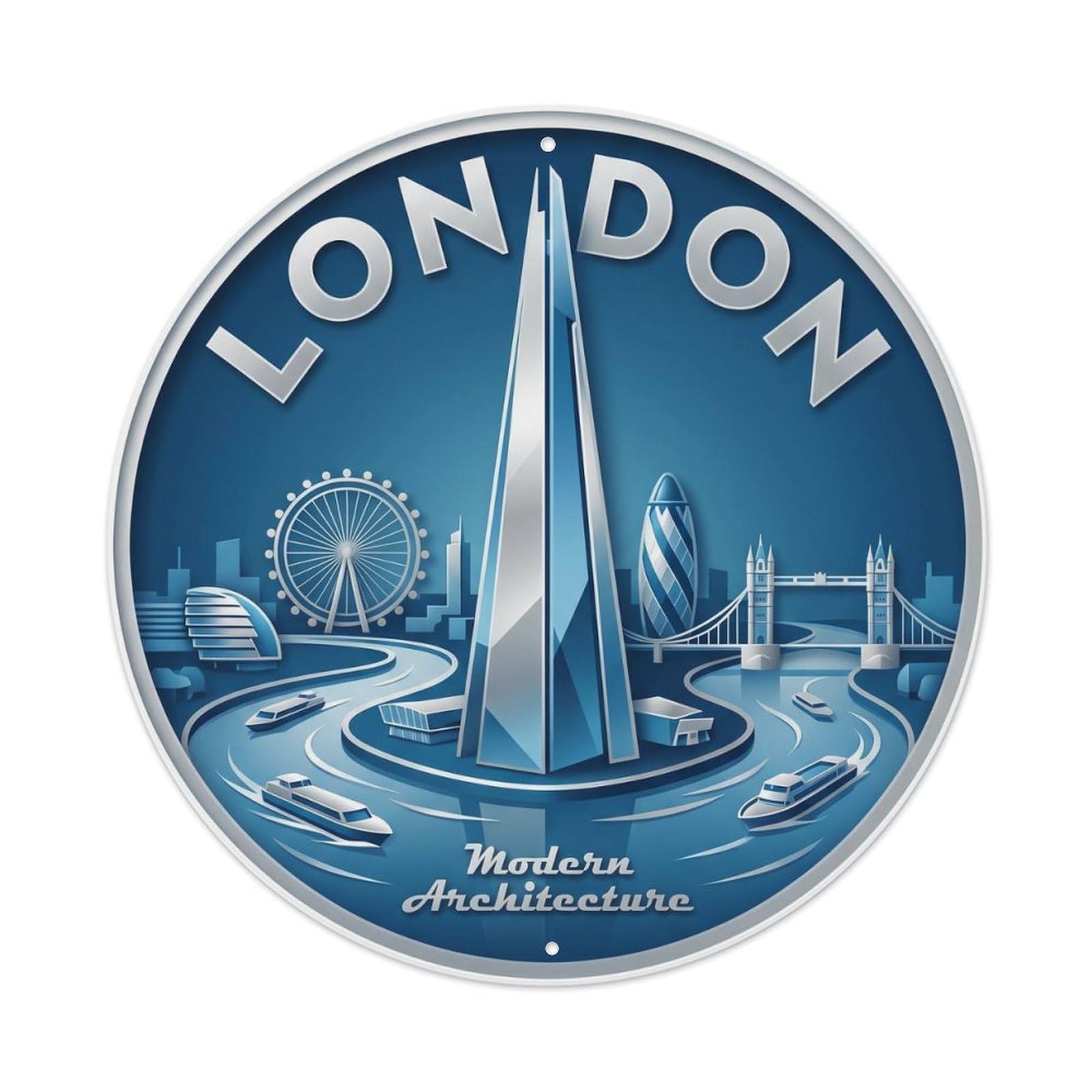 Fqcyn Style Vintage Travel London Shard Architecture Metal Tin Sign