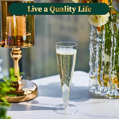 Miniatura 6 de FOCUSLINE Paquete de 100 copas de champán de plástico de 4.5 onzas, vasos de champán de plástico transparente, vasos desechables para tostado, vasos