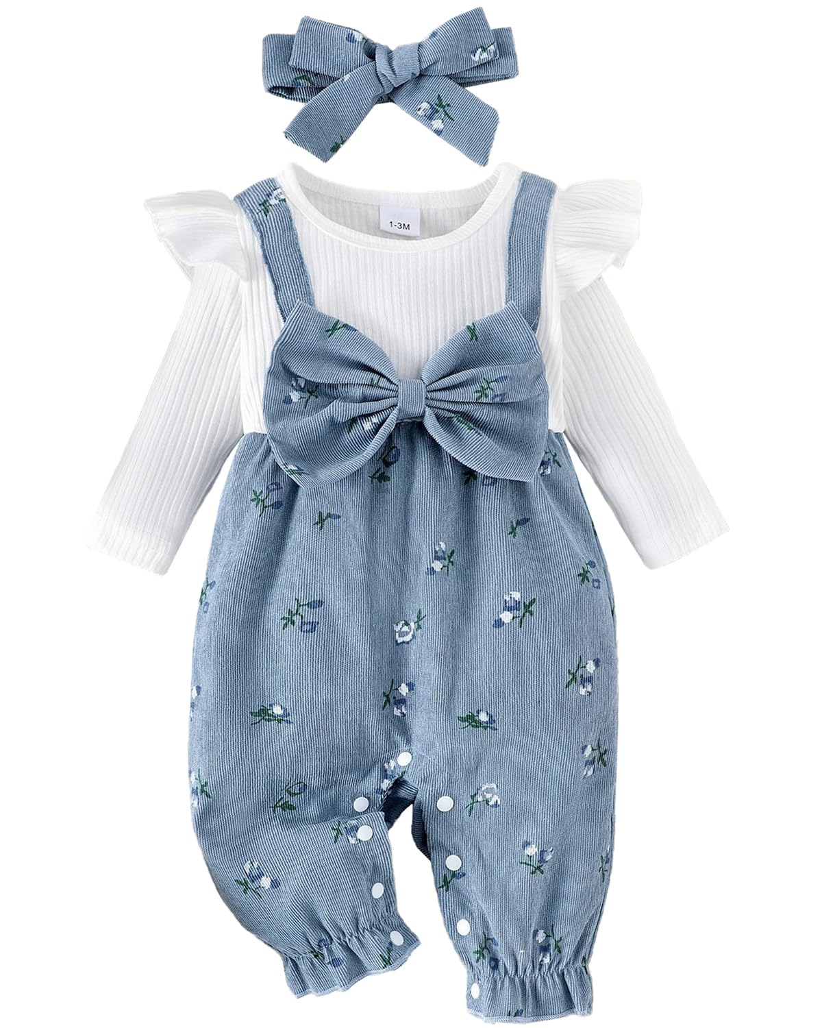 Barboteuse bébé fille à fleurs en coton pour tenues de printemps - 8