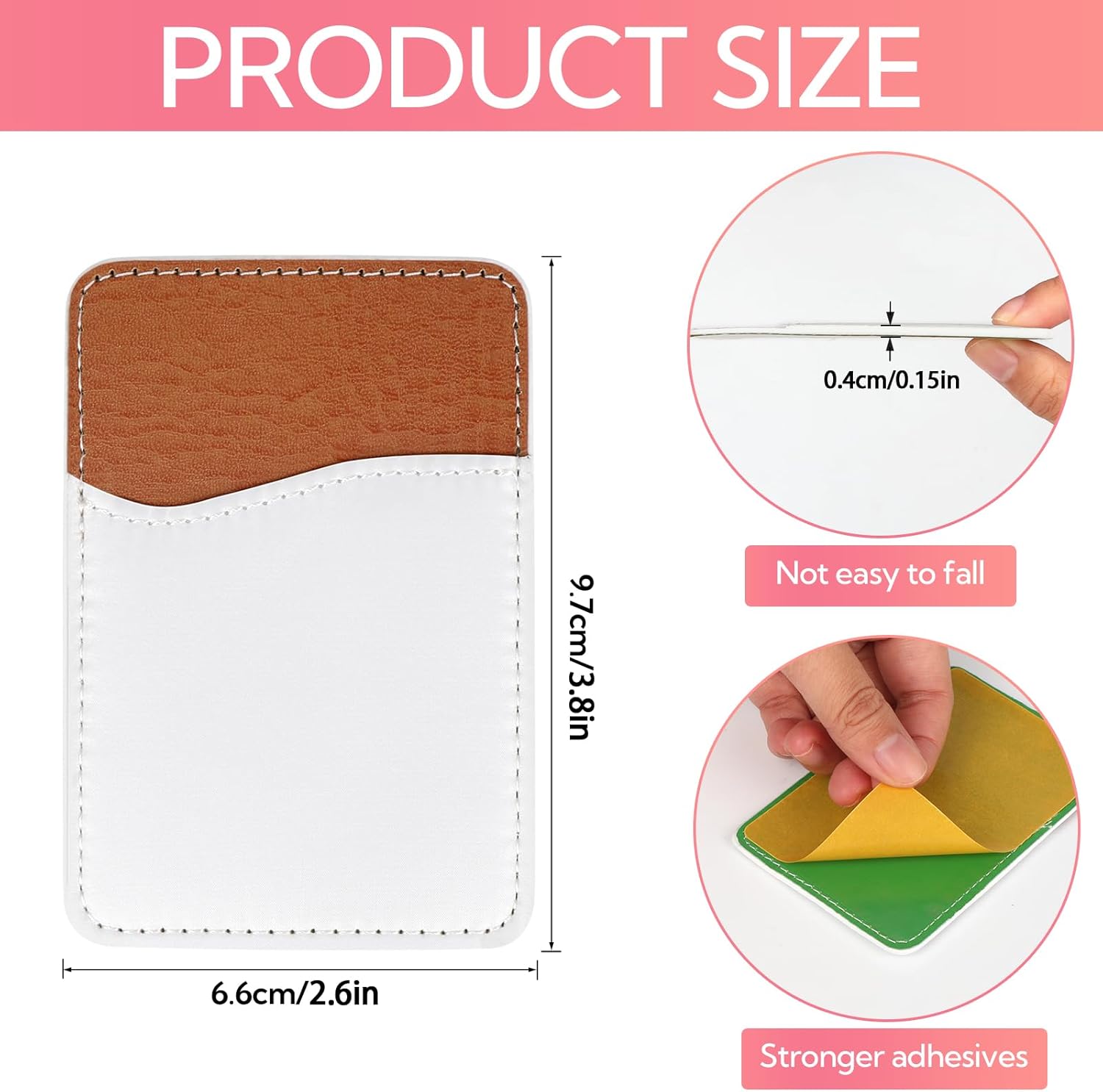 VZZNN 24 Pack Sublimation Blank Phone Wallet, PU Leather Phone Card Holder, Stick On Credit Card Holder for Most Cell Phones