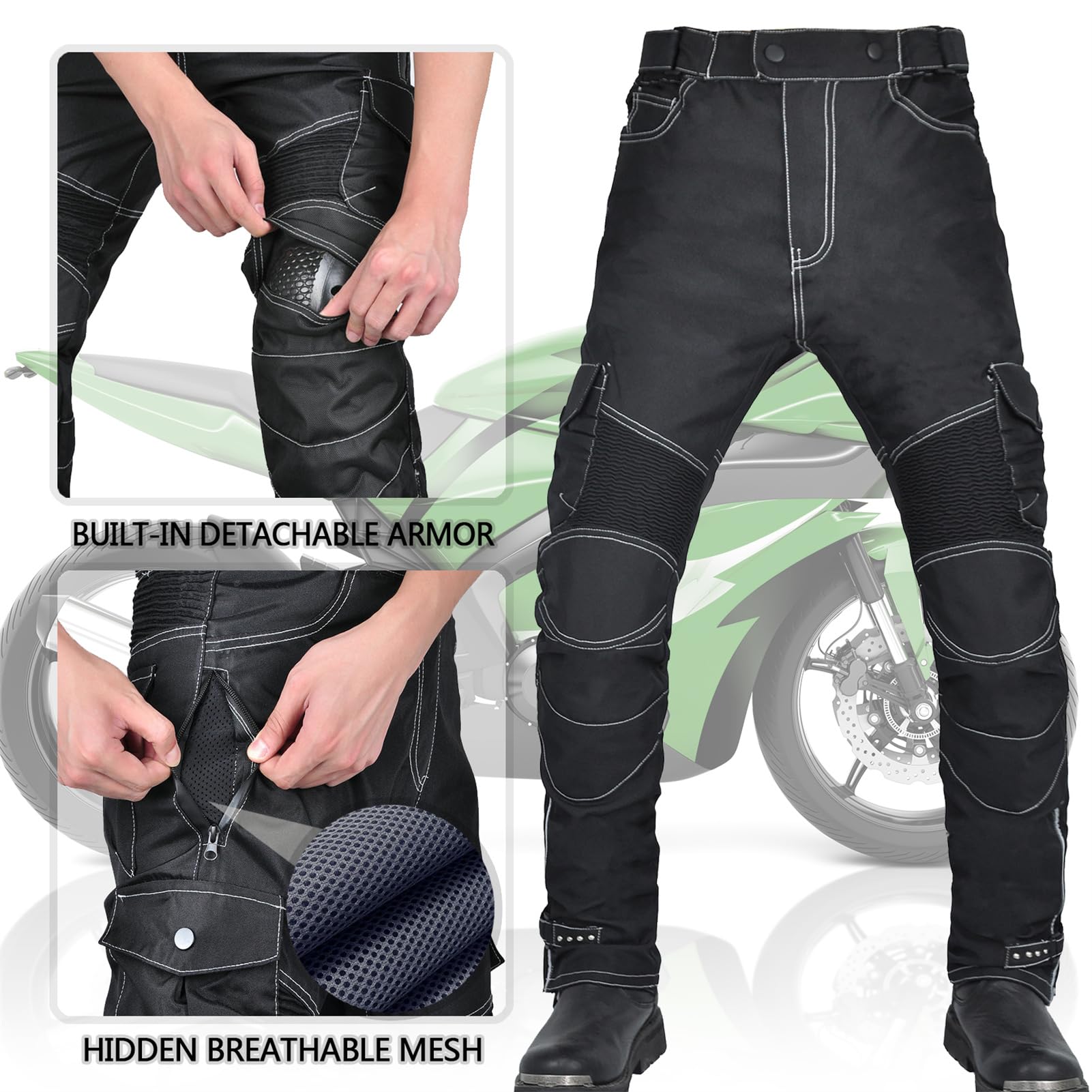 Produktbild von Motorradhose Herren,Reit Anti Fall Hose Mit Wasserdichter