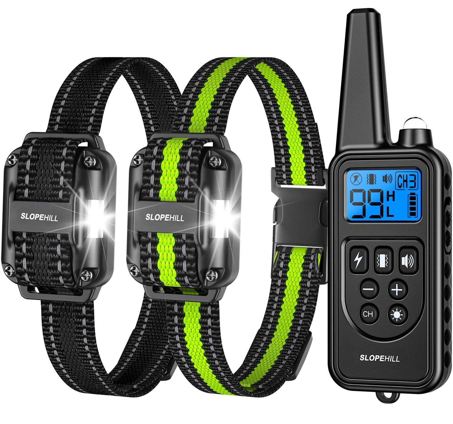 Dog Training Collar with Remote, 4200FT Electronic Dog Shock Collar with Beep, Vibration, Shock, Light and No Shock Mode, Electric Training Collar Set for Small Medium Large Dogs (Black Green)