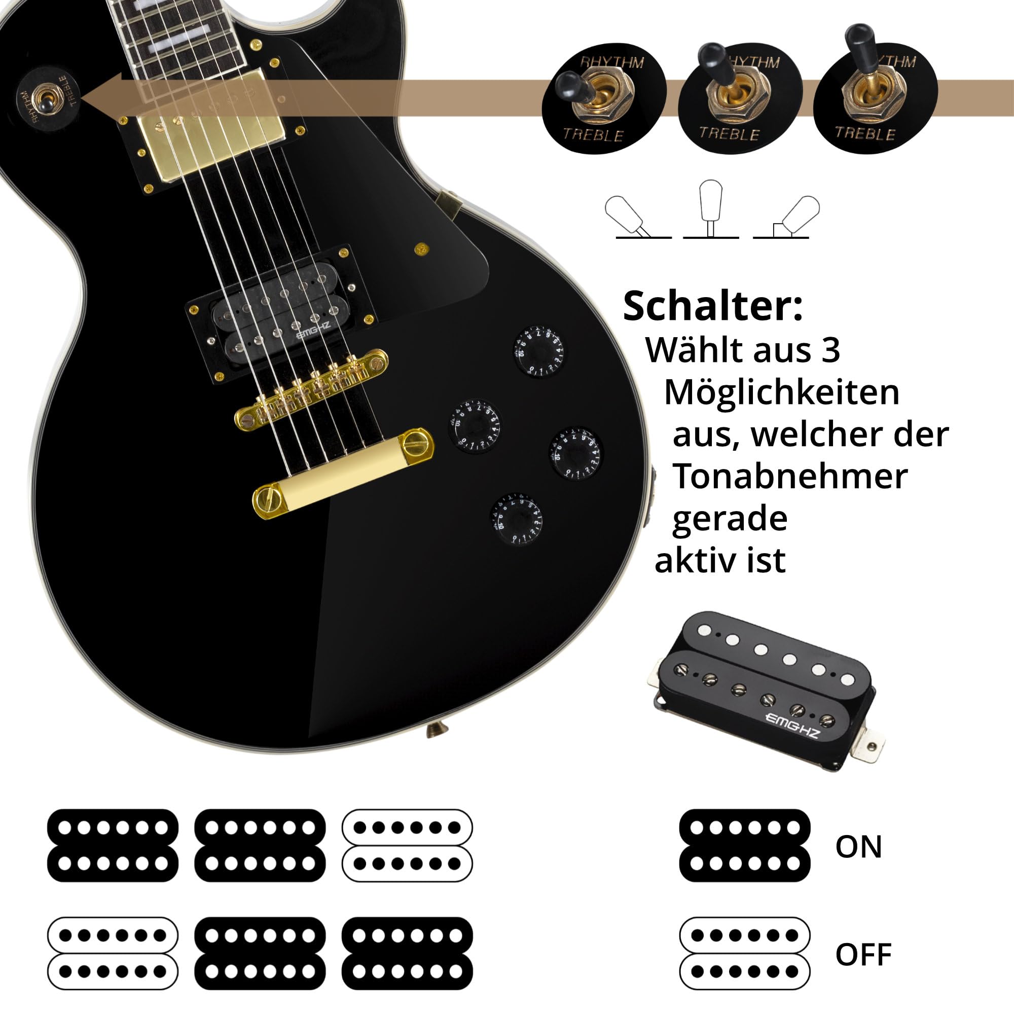 Rocktile Pro L-200BK Deluxe Guitare électrique Black avec accessoires