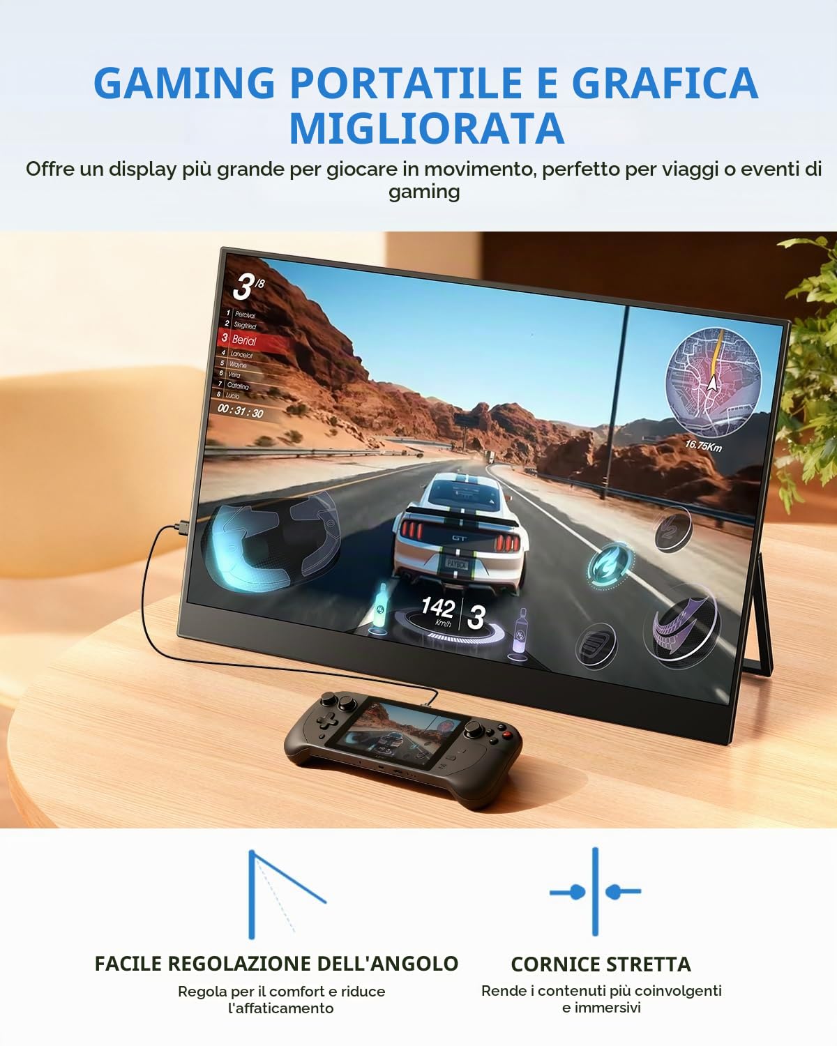 UPERFECT Monitor Portatile 17,5 Pollici,1920×1200P 16:10 125% sRGB 1500:1 IPS FHD Schermo Portatile con USB-C e HDMI, Eye Care Secondo Schermo Esterno per Laptop/PCs/Mac/PS3/4/5/Xbox