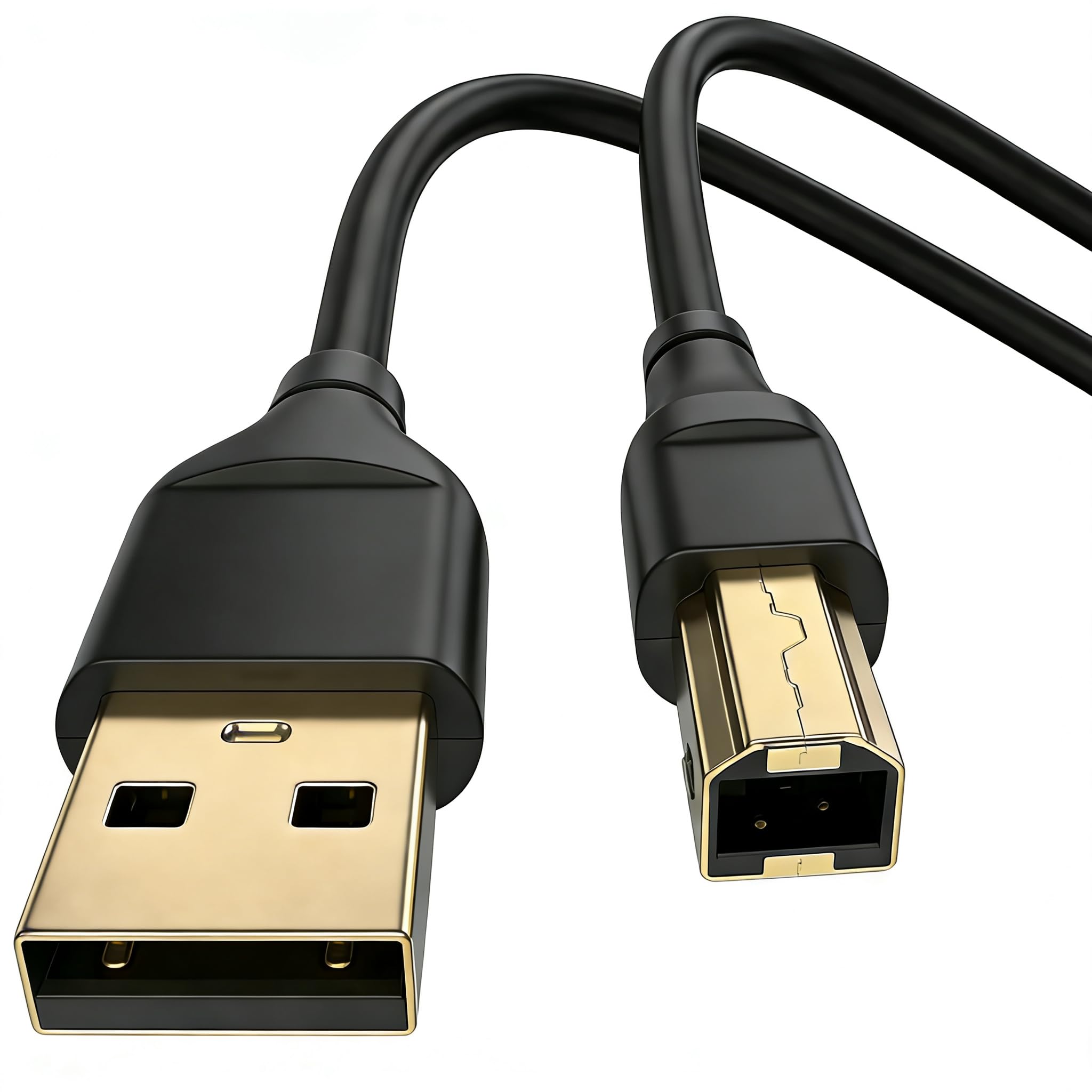 Druckerkabel, USB-A auf USB-B-Kabel, Hochgeschwindigkeits-Scanner-Druckerkabel für HP, Canon, Dell, Epson, Brother, Lexmark, Xerox, Samsung, Piano DAC und mehr, 3 m, Schwarz