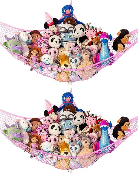 Lilly's Love Large Stuffed Animal Net Hammock for Plushie Toys | Corner Hanging Organizer for your Teddy and Stuffy Collection | Easy to Hang w/Included Anchors & Hooks (White) - 5
