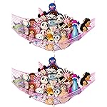 Lilly\'s Love Large Stuffed Animal Hammock | Corner Hanging Organizer, Toy Storage, Stuffed Animal Storage Net | Made from Quality Fishing Net, Holds 12lbs | 79x63x63 (Pink, 2 Pack)