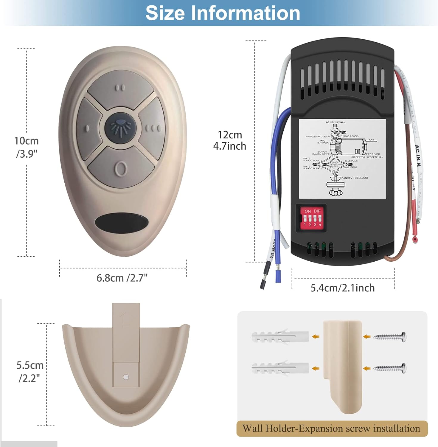 Universal Fan Remotes Control Receiver Kit Replacement for Hampton Bay Harbor Breeze Hunter Allen+Roth FAN-28R L3HFAN35T1 FAN-35T1 L3HFAN35T FAN-35T KUJCE9603 UC7202T CHQ7202T