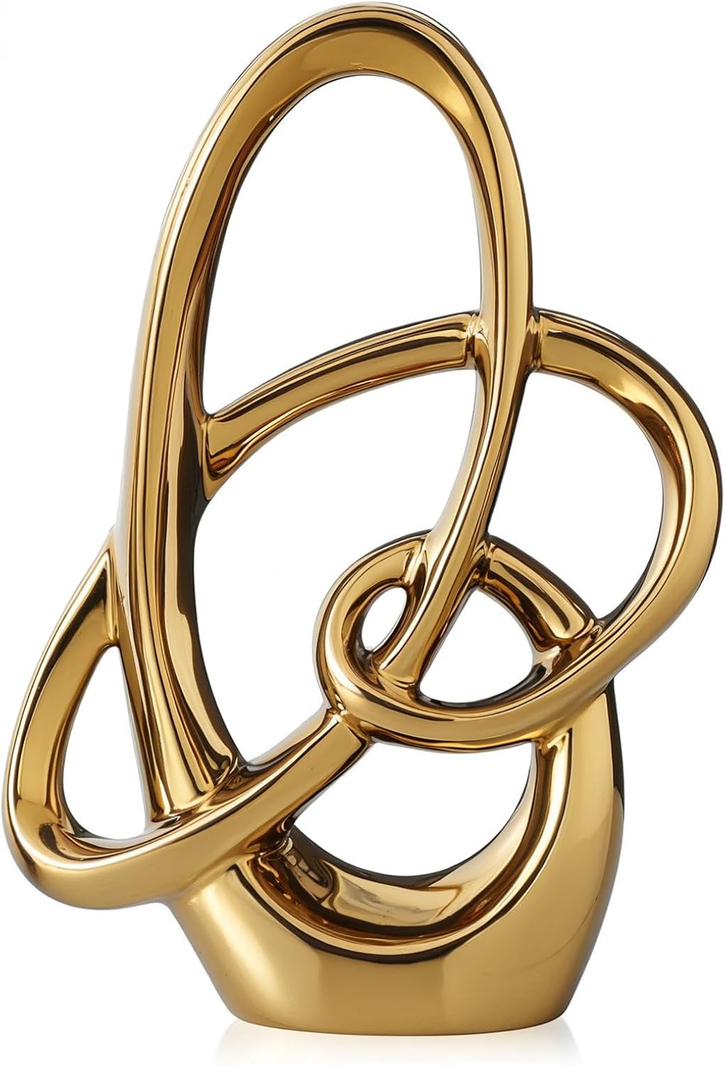 11in Gold Ceramic Statue – Modern Abstract Art Figurine for Shelf, Dining Table Centerpieces, Office, Living Room, Wedding or Coffee Table Home Decor Accent Gold Large