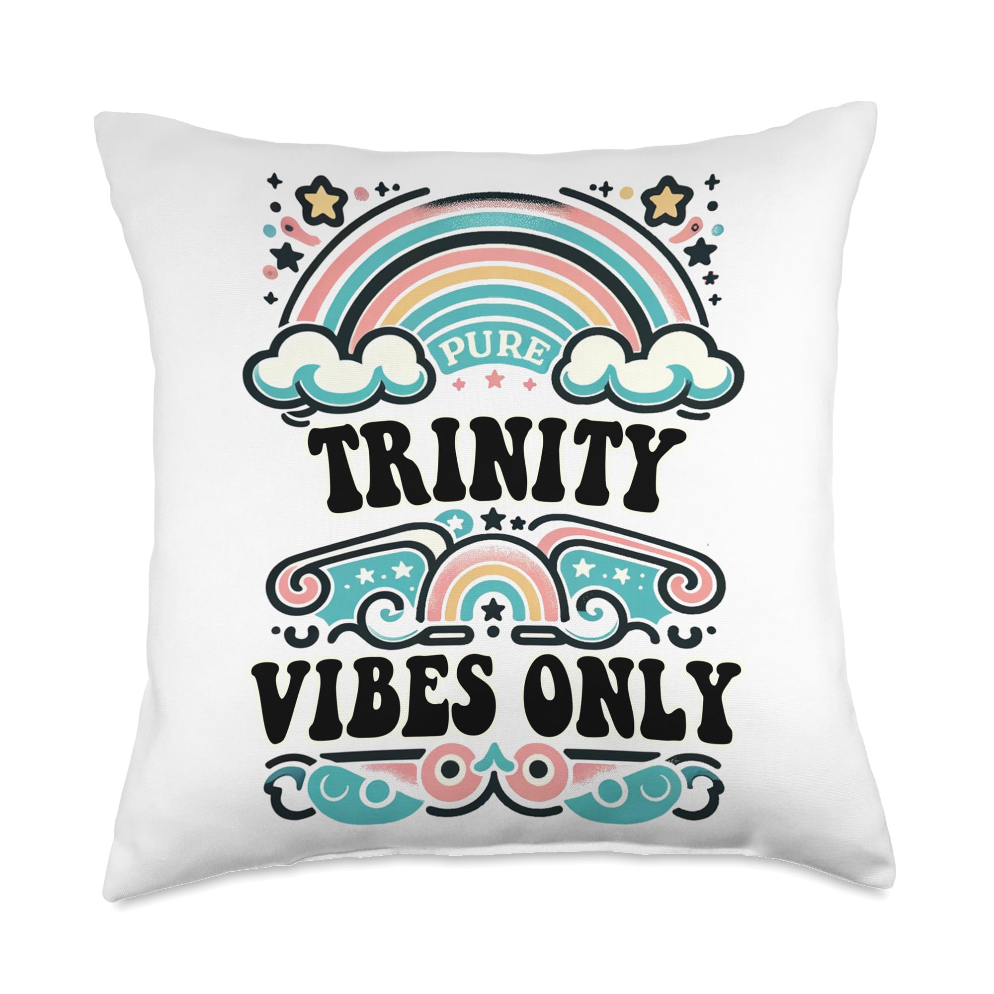 TRINITY Vibes Only Cute Retro Girls TRINITY Name Throw Pillow