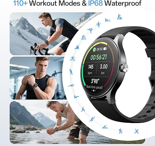 Miniatura 5 de Relojes inteligentes para hombre, pantalla táctil HD de 1.57 pulgadas con llamadas Bluetooth (casarespuesta), más de 110 modos deportivos IP68