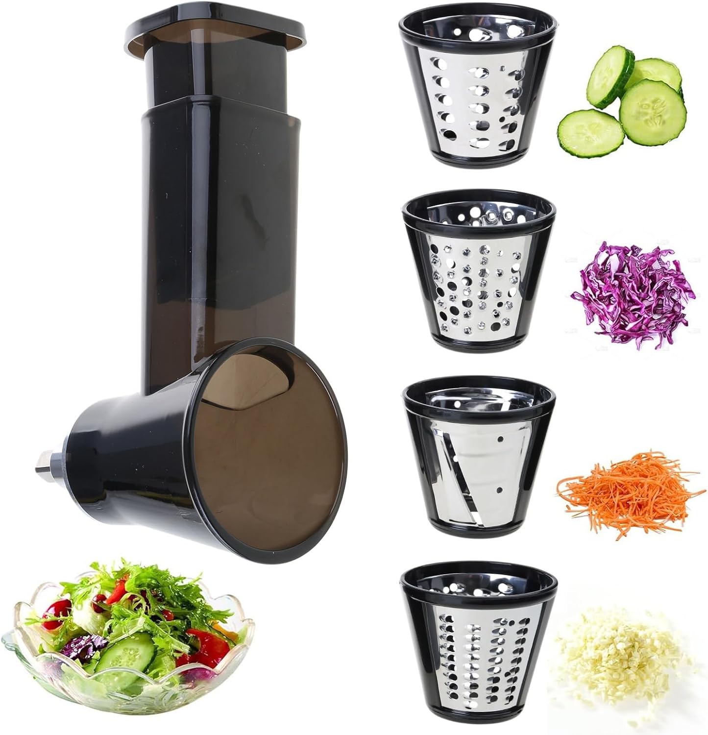 Kitchen Mixer Blender Vegetables Processing Cheese Slicer Cutter Grater Attachment Fit for SM-50 50BC 50R Grater Attachment Vegetable Slicer Set Safe to Use Removable Parts Home Cooking and