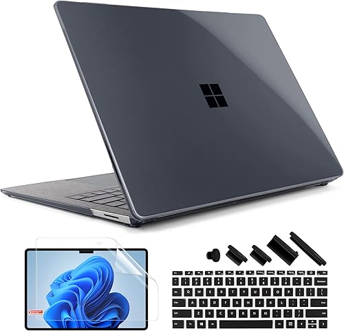 TWOLSKOO Funda para portátil Microsoft Surface de 13.5" 5/4/3 con reposamanos Alcantara modelo 1950/1958/1867/1769, carcasa rígida de plástico