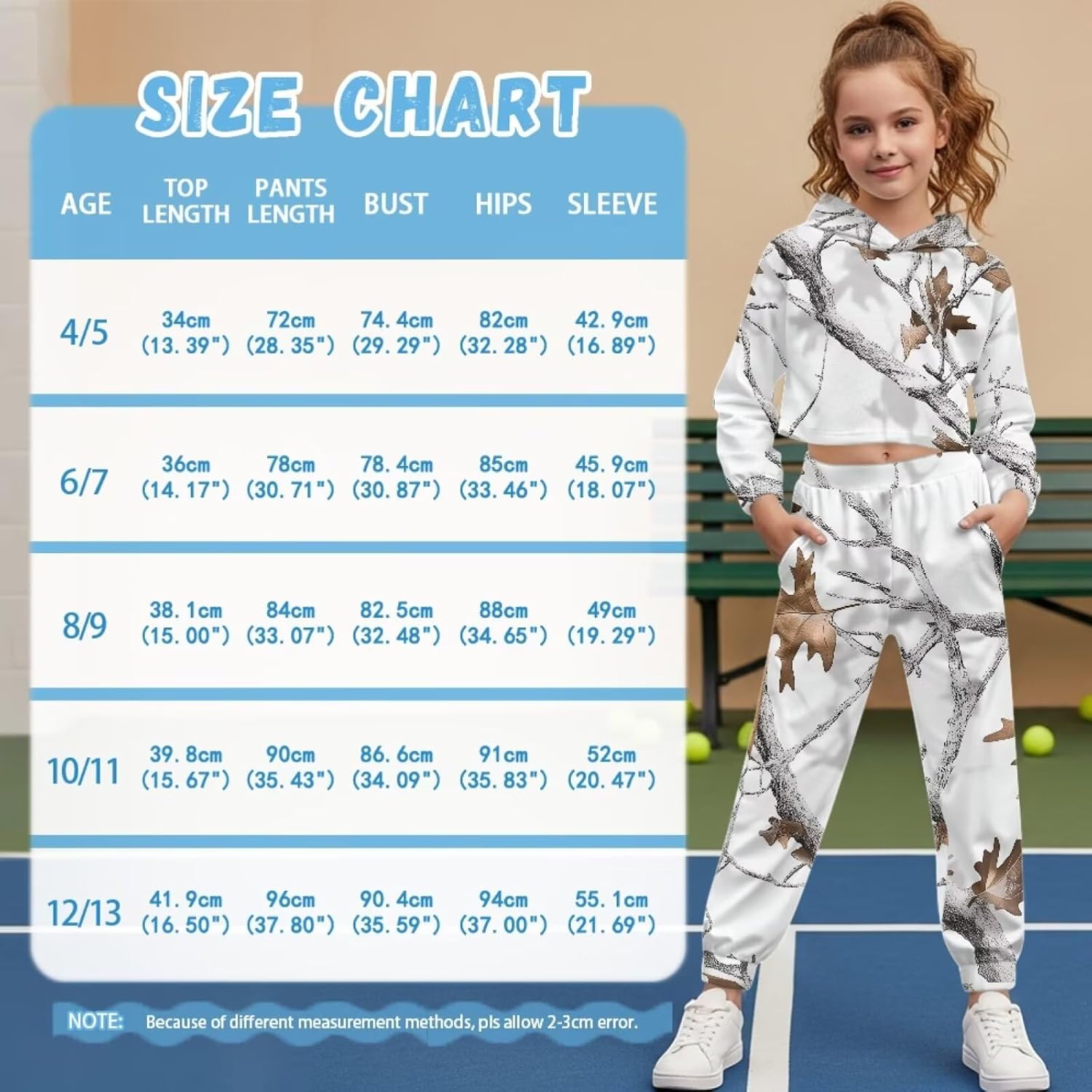 Hunting Leaf Girls 2 Piece Tracksuit Jogging Set Crop Tops Sweatshirt and Fashion Sweatpant with Pockets