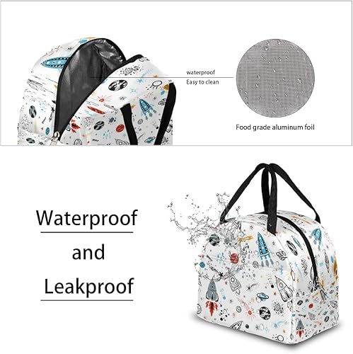 Miniatura 4 de Solar System Lunch Bag Insulated Lunch Box for Men Women Lunch Tote Bag Leakproof Meal Prep Bag Cute Lunchbag Lunchbox Cartoon Planet Lunch Bags for