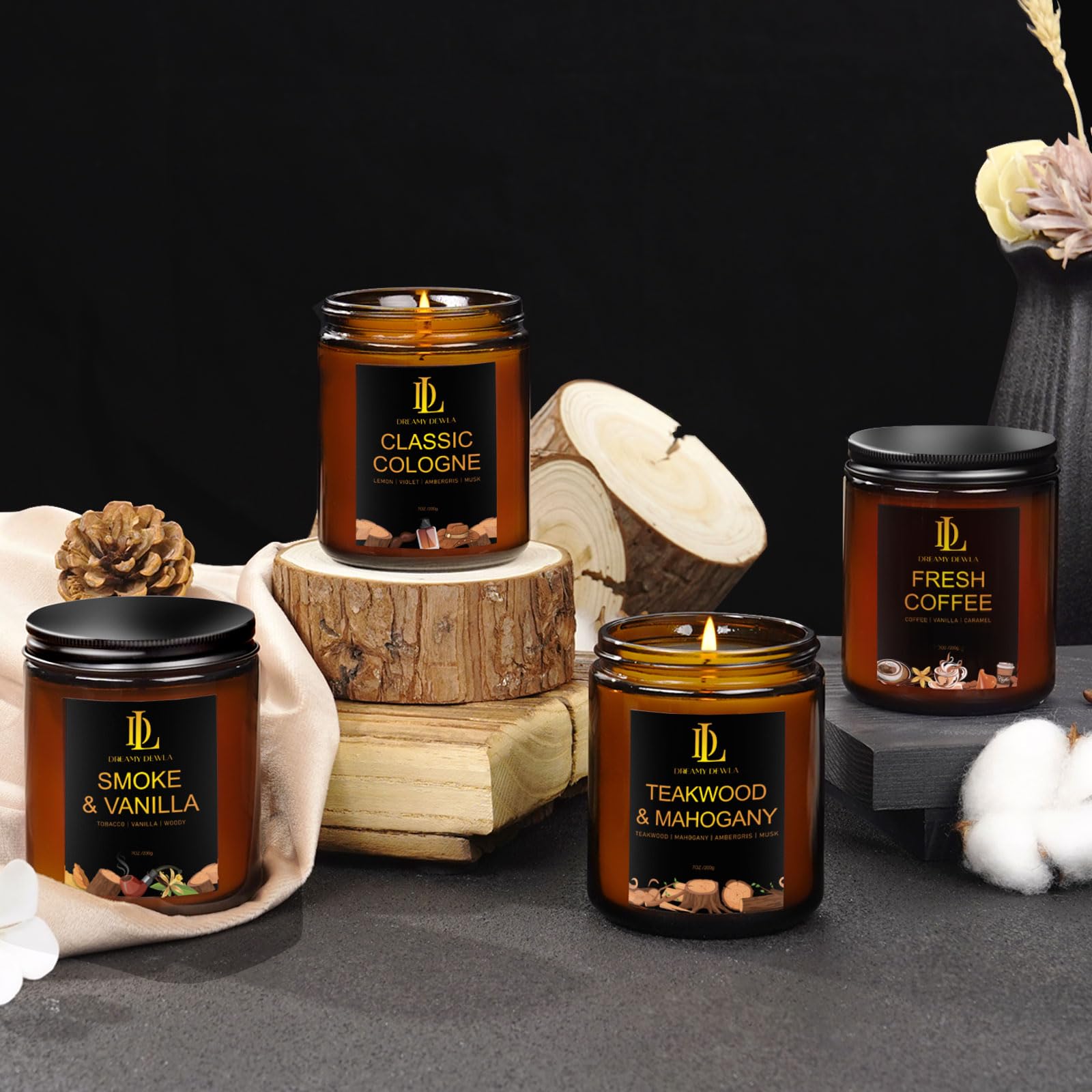 Fresh Coffee Candles, Coffee Scented Candle, Natural Soy Candles for Home Scented, Long Lasting with 50 Hour Burn Time, Gifts for Men Women