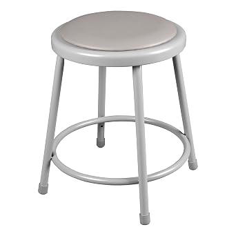 Learniture Heavy Duty Padded Metal Lab Stool, 18" Seat Height, Gray, NOR-TY-538-P-18GR Pack of 5