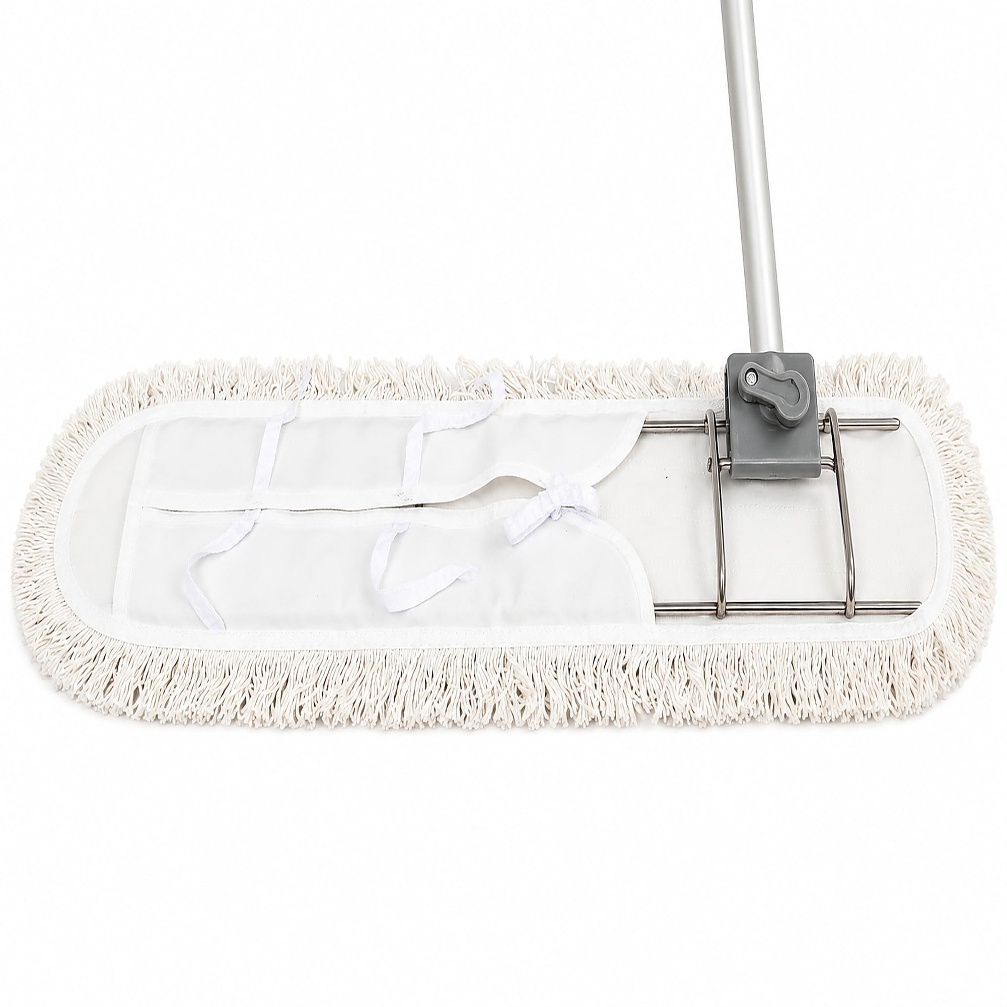Wischmop-Set 160 cm, Profi Bodenwischer Edelstahl für Parkett | Edelstahlhalter und Baumwollmop aus deutscher Fertigung fuer Turnhallen und Tanzschulen. Ideal zur Trocken- und