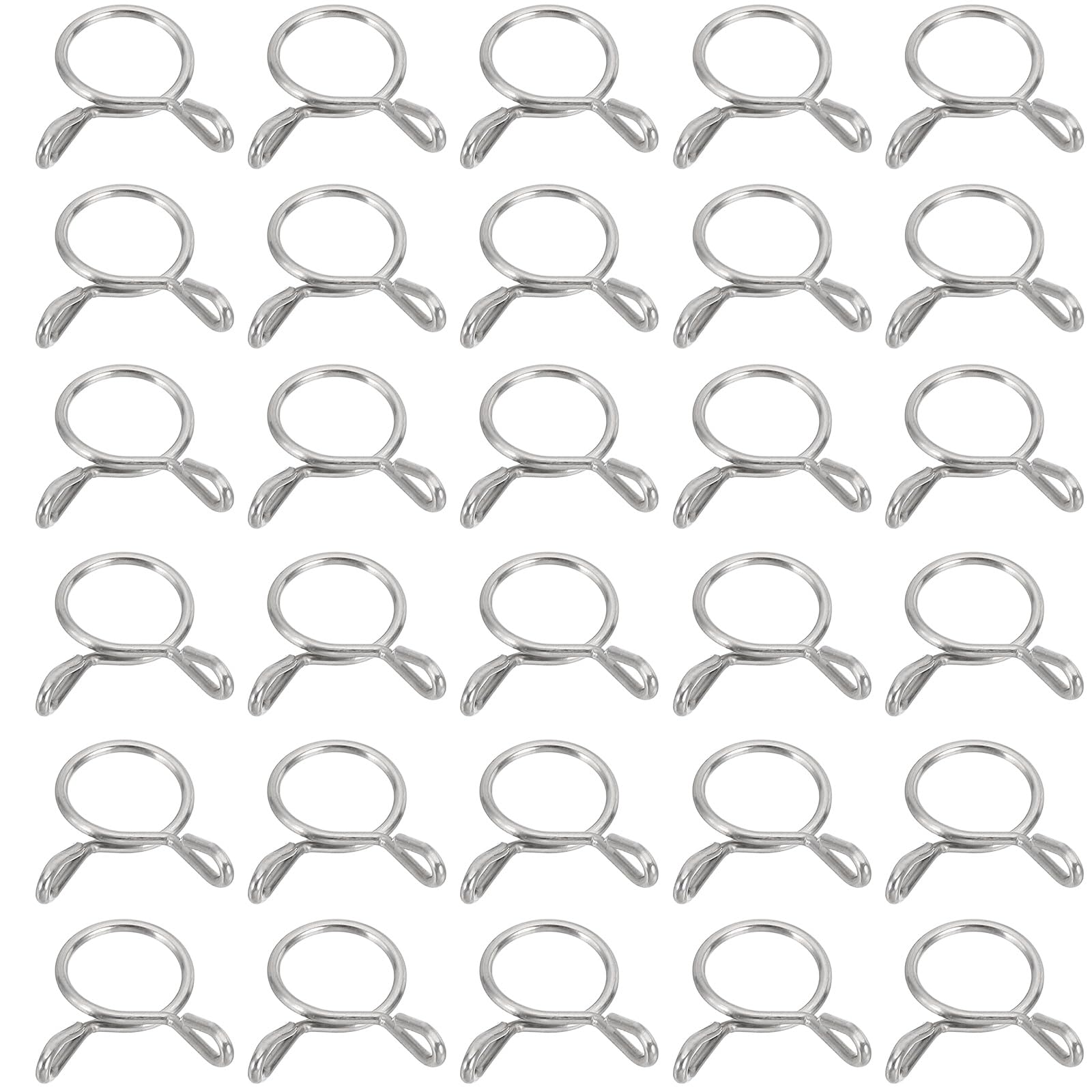 PATIKIL Wire Spring Hose Clamps, 32 Pcs for 9.8-10.6mm OD 0.35"(9mm) ID 304 Stainless Steel Spring Clip Pipe for Fuel Line Silicone Vacuum Air Hose Tube Water Pipe, Silver