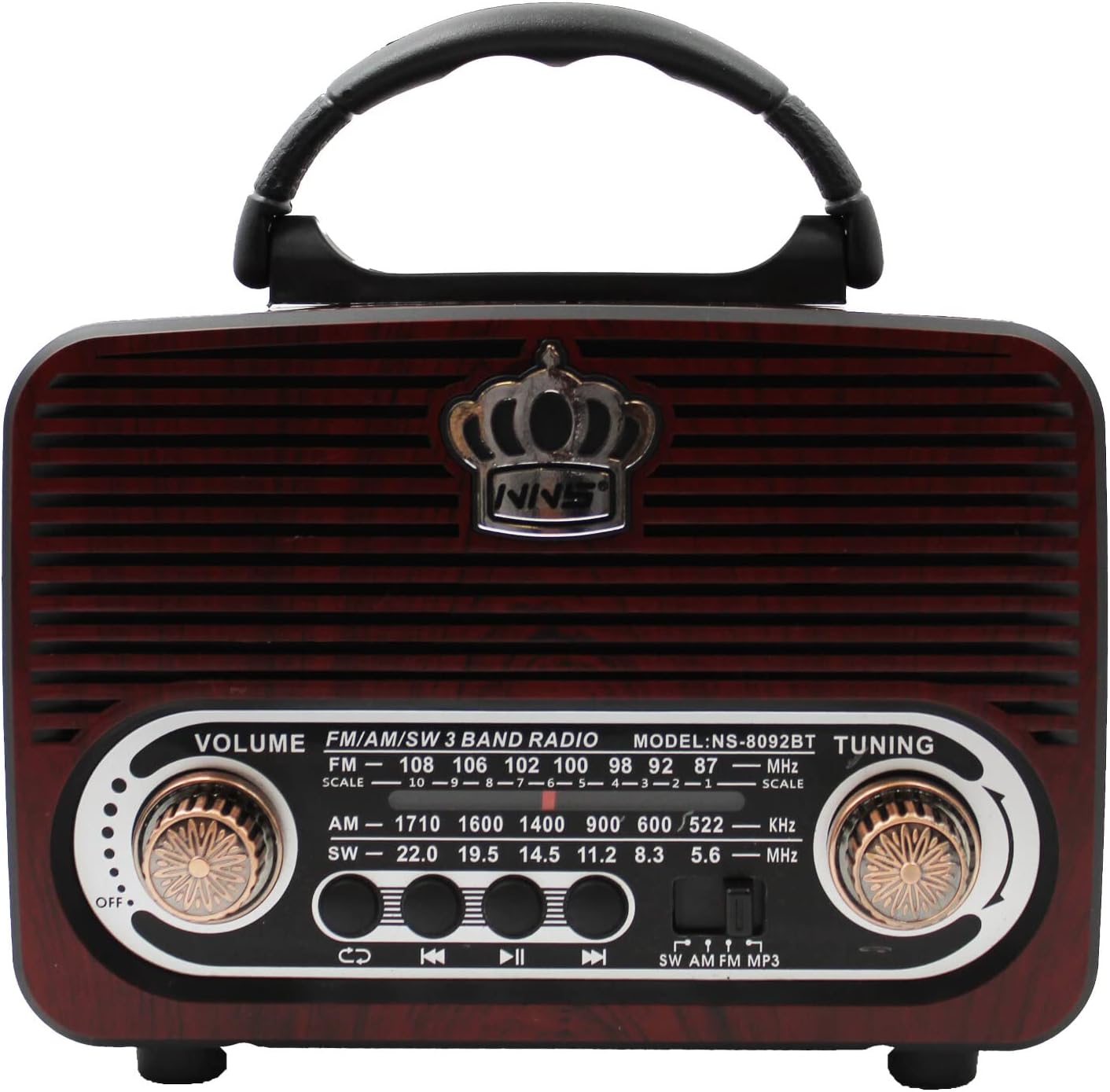 Radio Altavoz Clásico Retro Am FM con Bluetooth MP3 TF USB con diseño