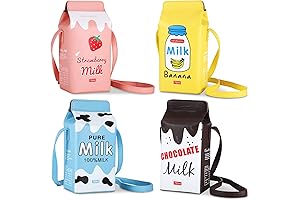 4 Set Girls Strawberry Milk Purse Kids Strawberry Milk Purse Pig Milk...
