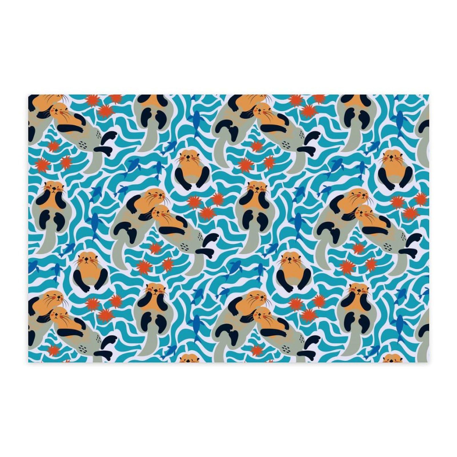 Lovely Sea Otters Fashion Poster Letters Self Adhesive Wall Art Prints Durable and Waterproof Home Decor 40 * 60?cm?