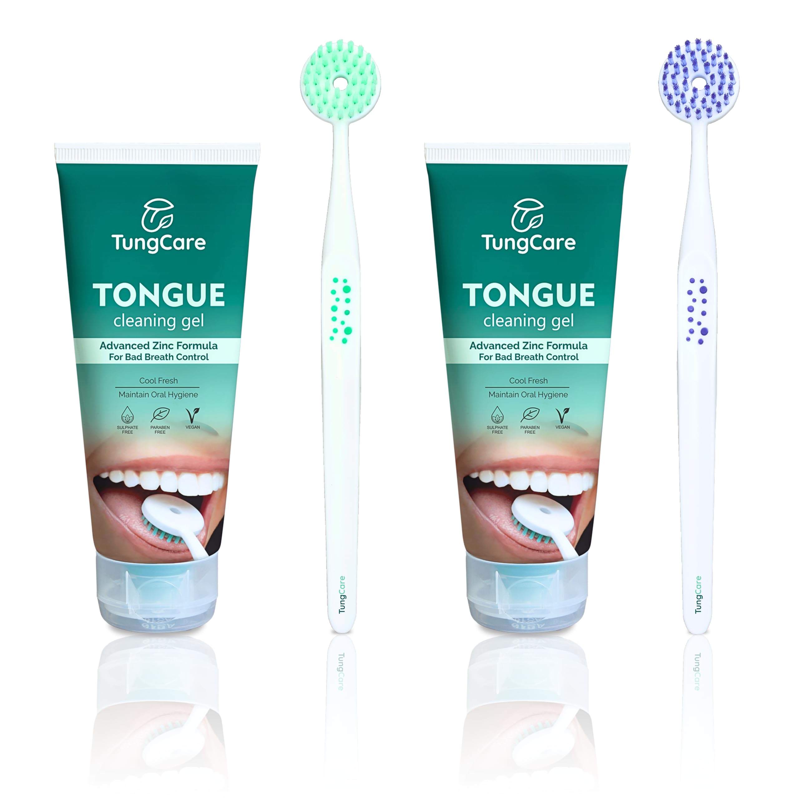 Tongue Cleaning Gel + Brush Combo for Bad Breath Control | With Zinc | Removes Tongue Residue | Fresh Breath | Maintain Oral Hygine | Cool Fresh | 80g | 2-Gel + 2-Brush - 4 PK | NOTE: Brush Color May Vary-image-3