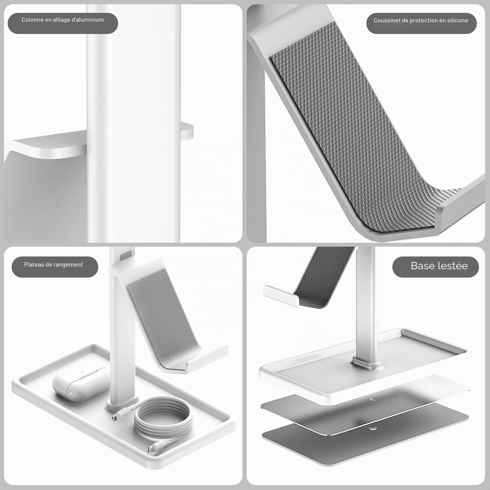 Support Manette, Support Casque, Gamer Porte Manette pour Xbox PS5 PS4 Switch, Headset Stand avec Organisateur de Rangement, Accessoire Bureau Gaming (Blanc)