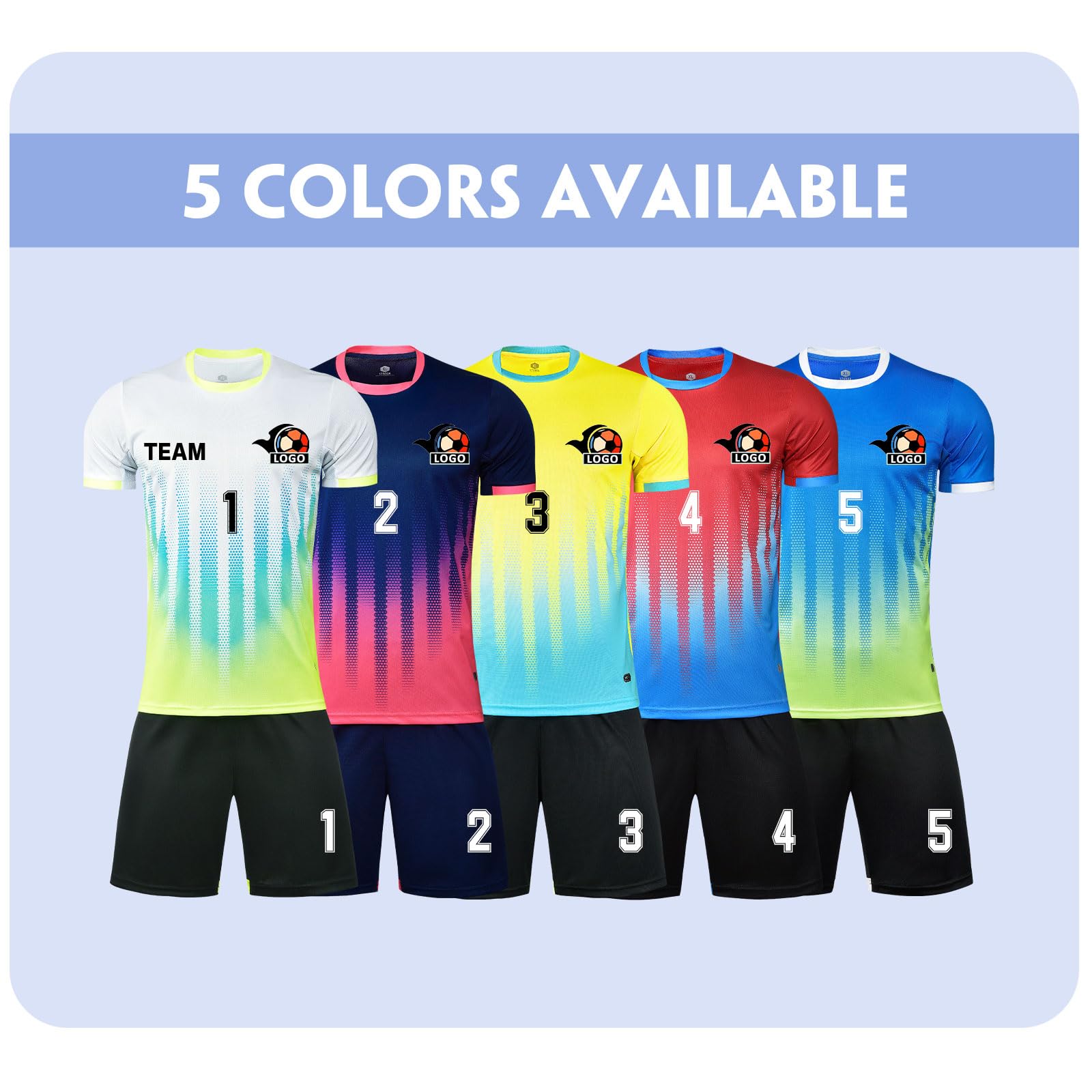 LAIFU Customize Your Own Soccer Jersey with Name, Number, and Logo - Personalized Soccer Jersey for Adults and Kids White