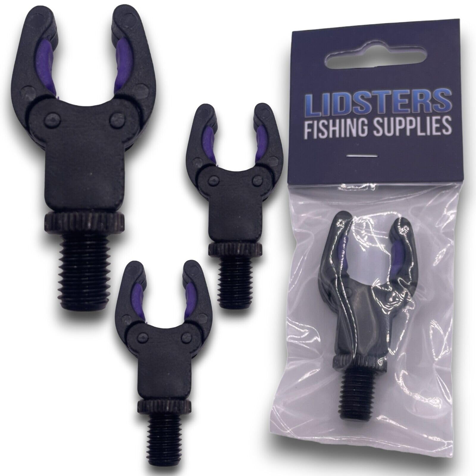 3 x LFS Rod Rests Self Adjusting Secure Rod Back Butt Rest Carp Fishing (3 x Purple Rests)