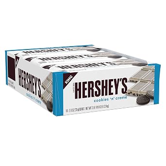 HERSHEYS COOKIES N CREME King Size Candy, Bulk, Individually Wrapped, 2.6 oz Bars 18 Count