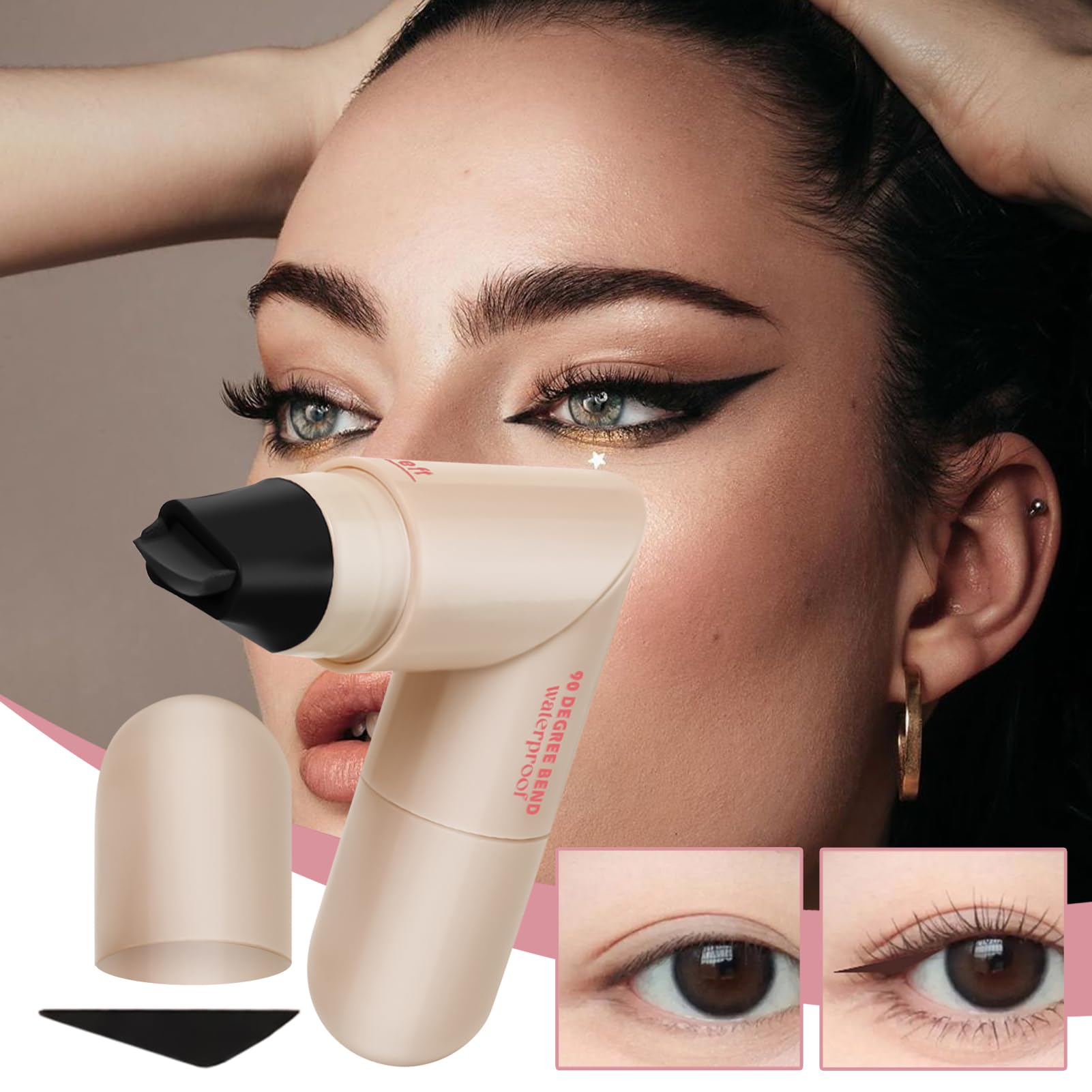 Stempel do makijażu eyeliner, 2 ml, dwustronny, wodoodporny, do makijażu, narzędzie do makijażu, do podróży, na zewnątrz, podróży służbowej, domu, szkoły