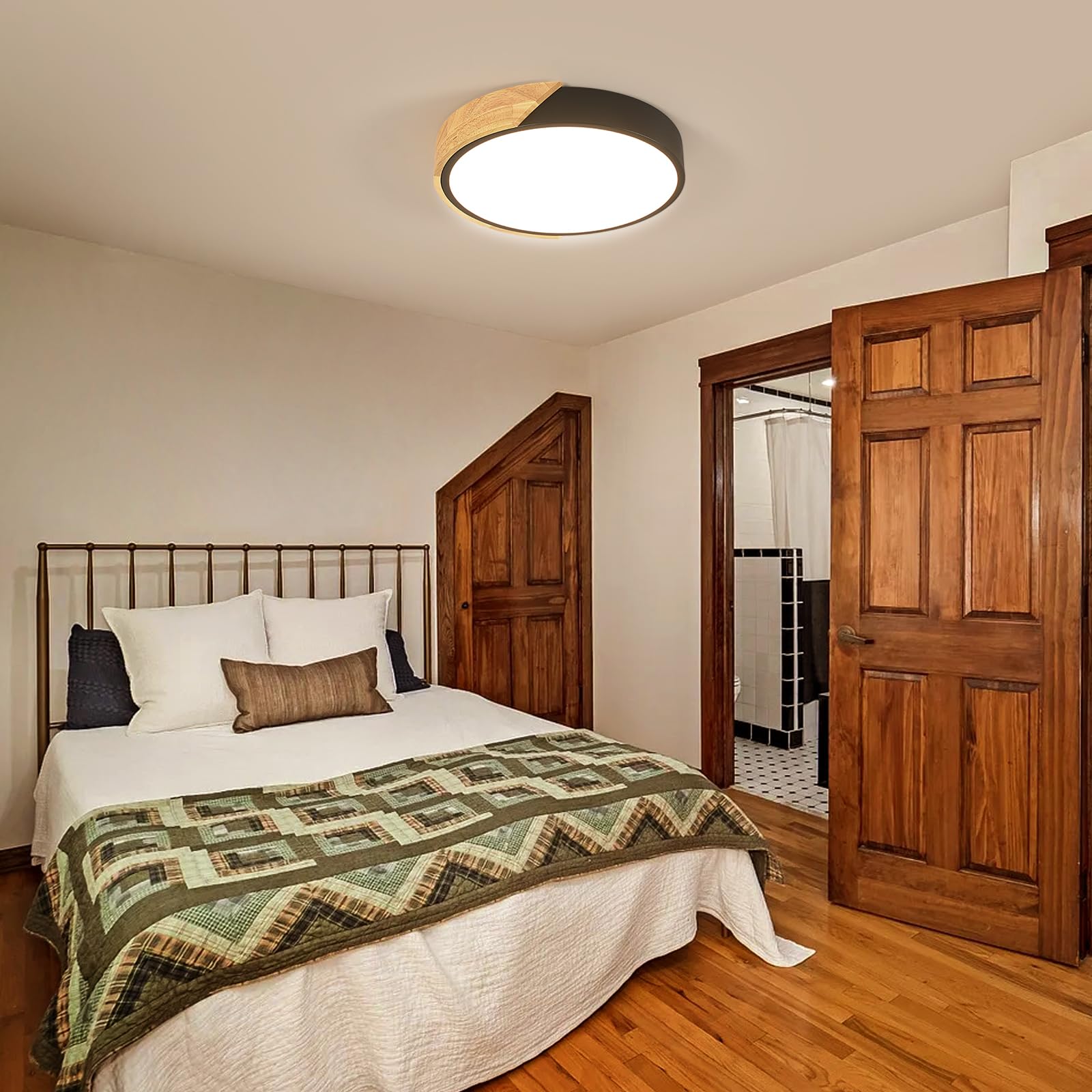 Riserva LED Deckenleuchte Dimmbar 43W, Holz Rund, 3000K-6500K
