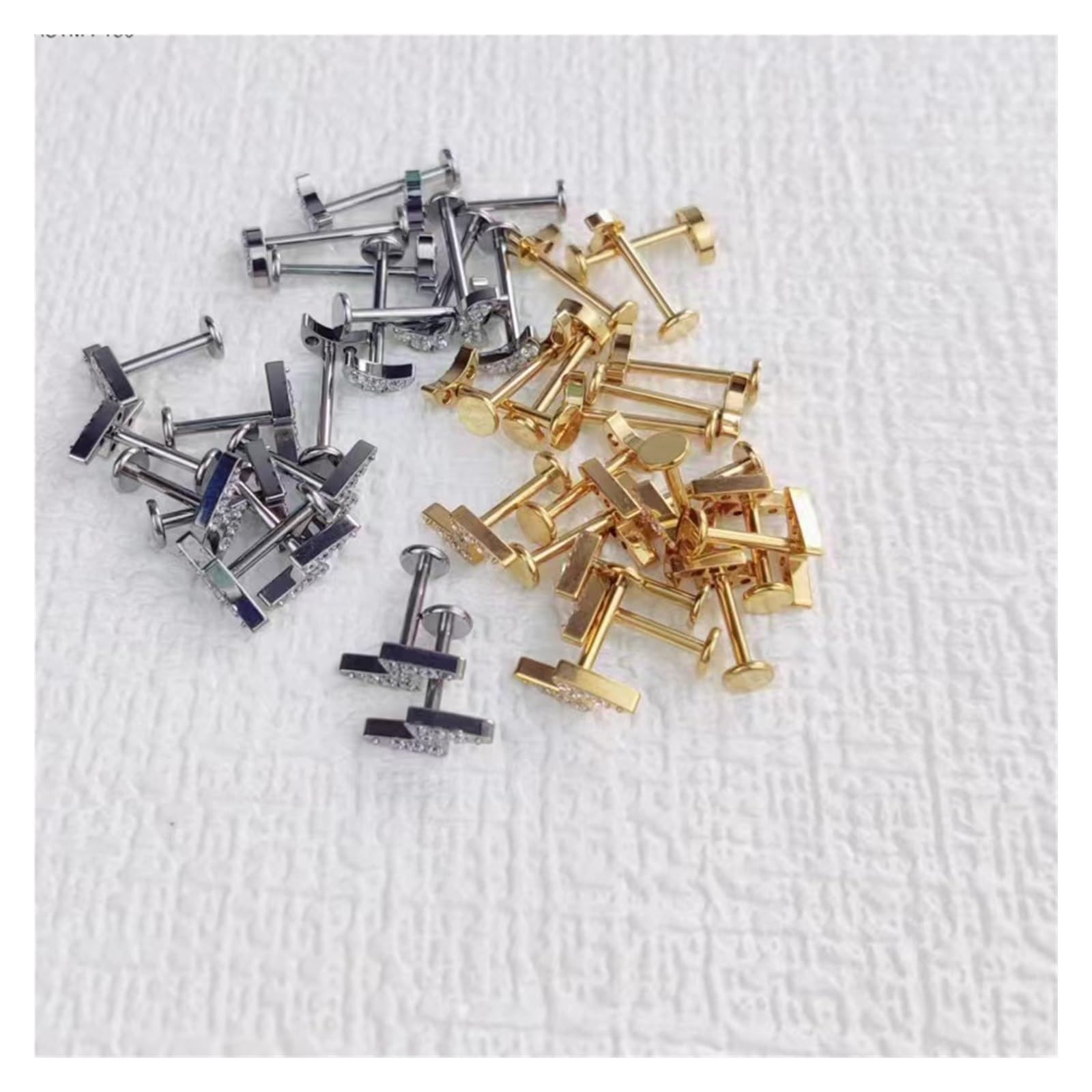 Błyskawica serce gwintowany kolczyk Stud G23 ASTM F136 tytan 16G Labret chrząstka wargi Helix przekłuwanie nosa kobiety biżuteria do ciała(1.2x6mm,10pcs A Silver)
