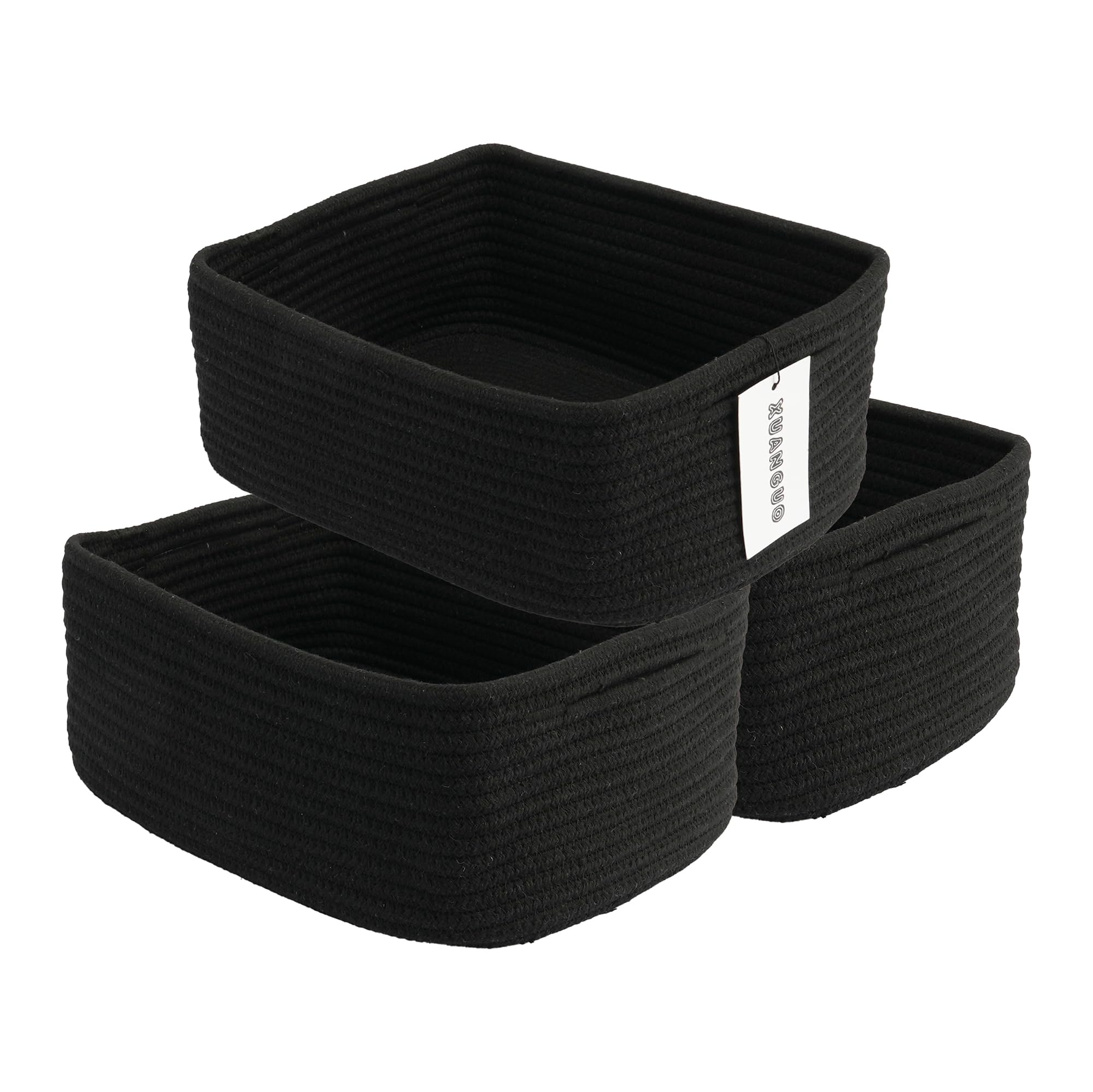 XUANGUO Small Woven Storage Baskets 13“X9”X5“ Decorative Rope Bins for Organizing Shelves, Closets, and Toys, Empty Gift Baskets, Cute Organizer