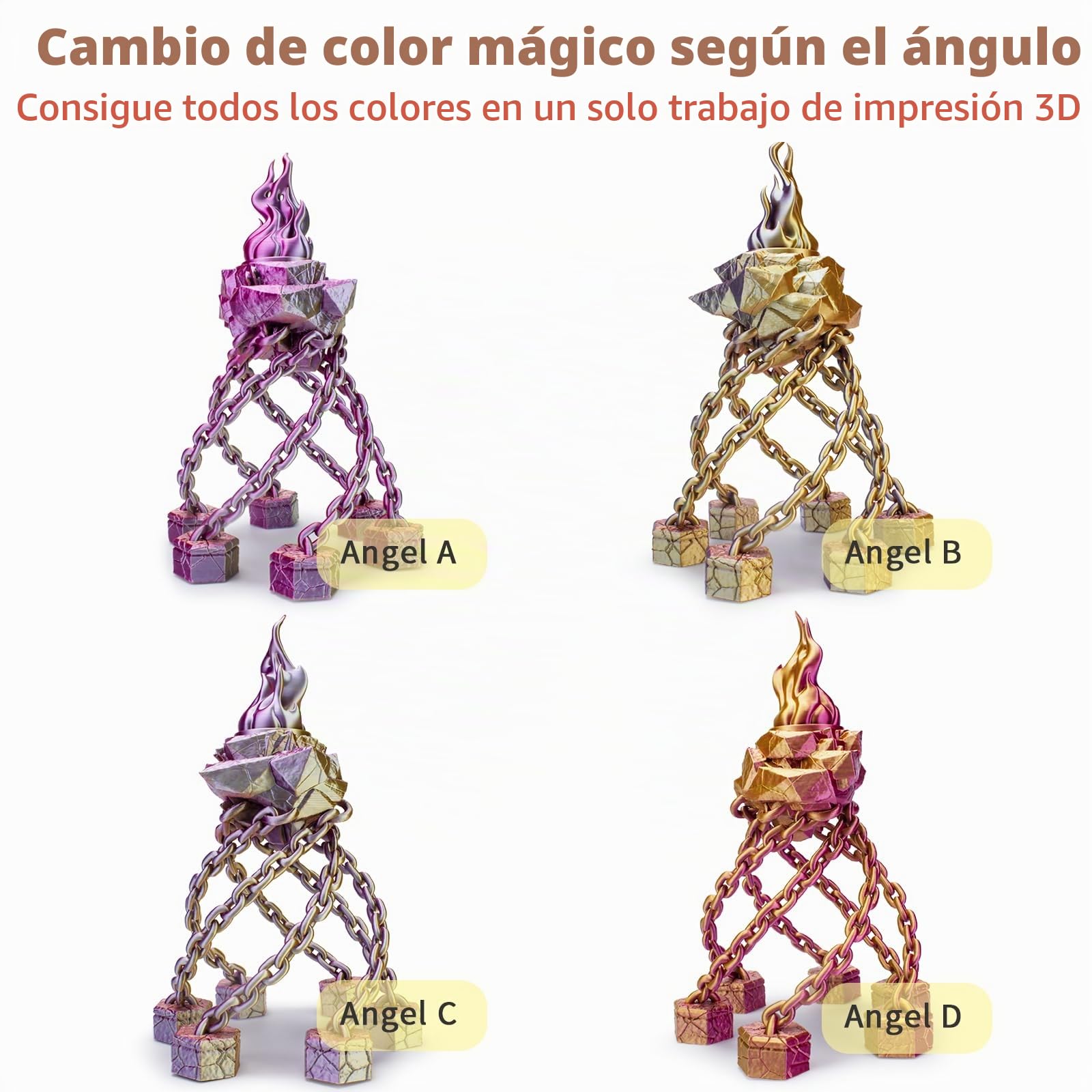 ZIRO Seda Multicolor Filament PLA 1.75mm, Seda Coextrusión Tricolor PLA 1KG | Arcoíris Filamento para Impresora 3D, Precisión Dimensional +/-0.03mm, Flor de Metal
