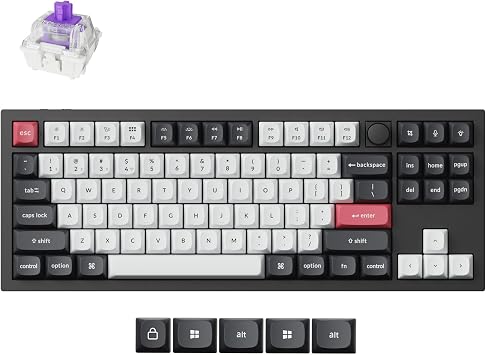 Keychron Q3 HE QMK Wireless Custom Mechanical Keyboard with Knob, 2.4 GHz/Bluetooth/Wired 80% Layout Hot-Swappable Programmable RGB Backlit Gateron Magnetic Switches for Mac Windows, Carbon Black