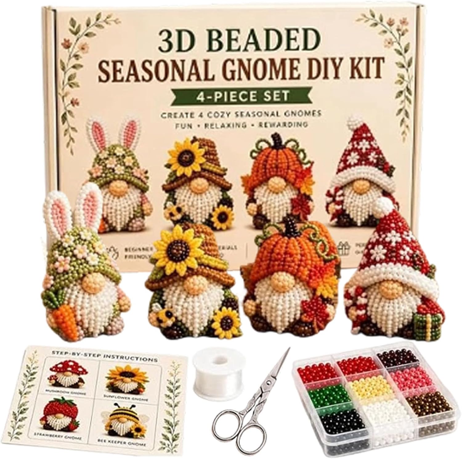 Tiny 3D Beaded Animal DIY Kit, Creative Beaded Mini World 3D DIY Kit Collection, Petite Beaded Gnomes Birds Highland Cow Halloween Craft Kit, DIY Creative Jewelry Art Craft Gifts (Monkey) image 5
